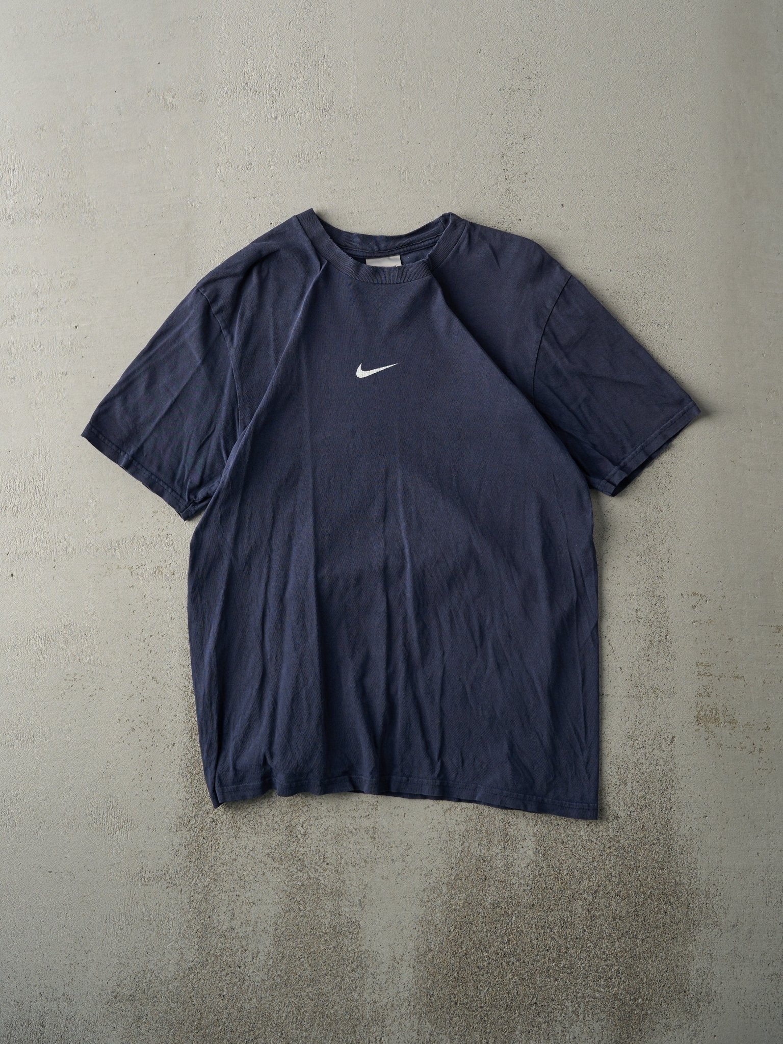 Vintage Y2K Navy Blue Nike Centre Swoosh Tee (M)