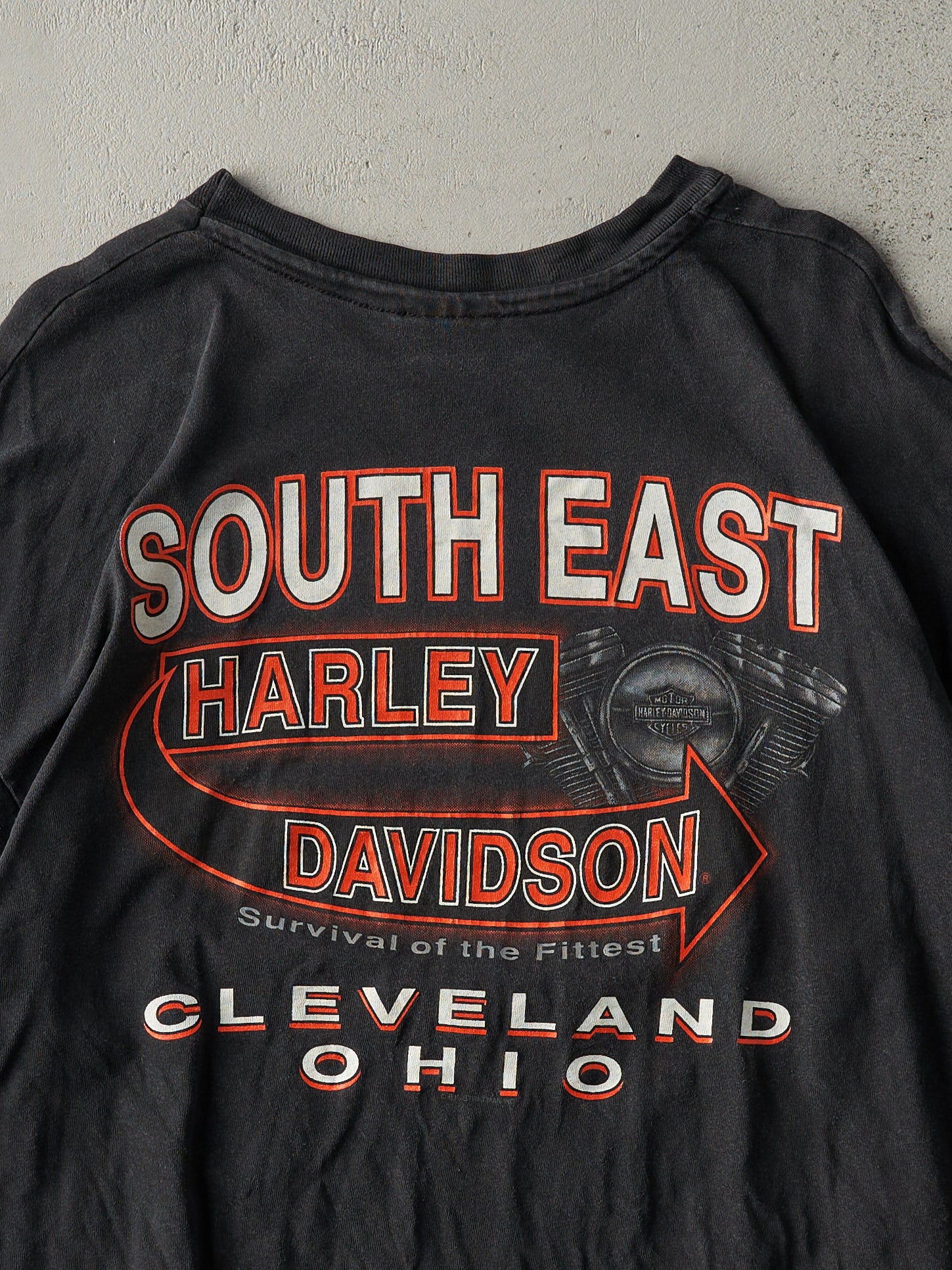 Vintage 90s Black Cleveland Ohio Harley Davidson Single Stitch Tee (M/L)