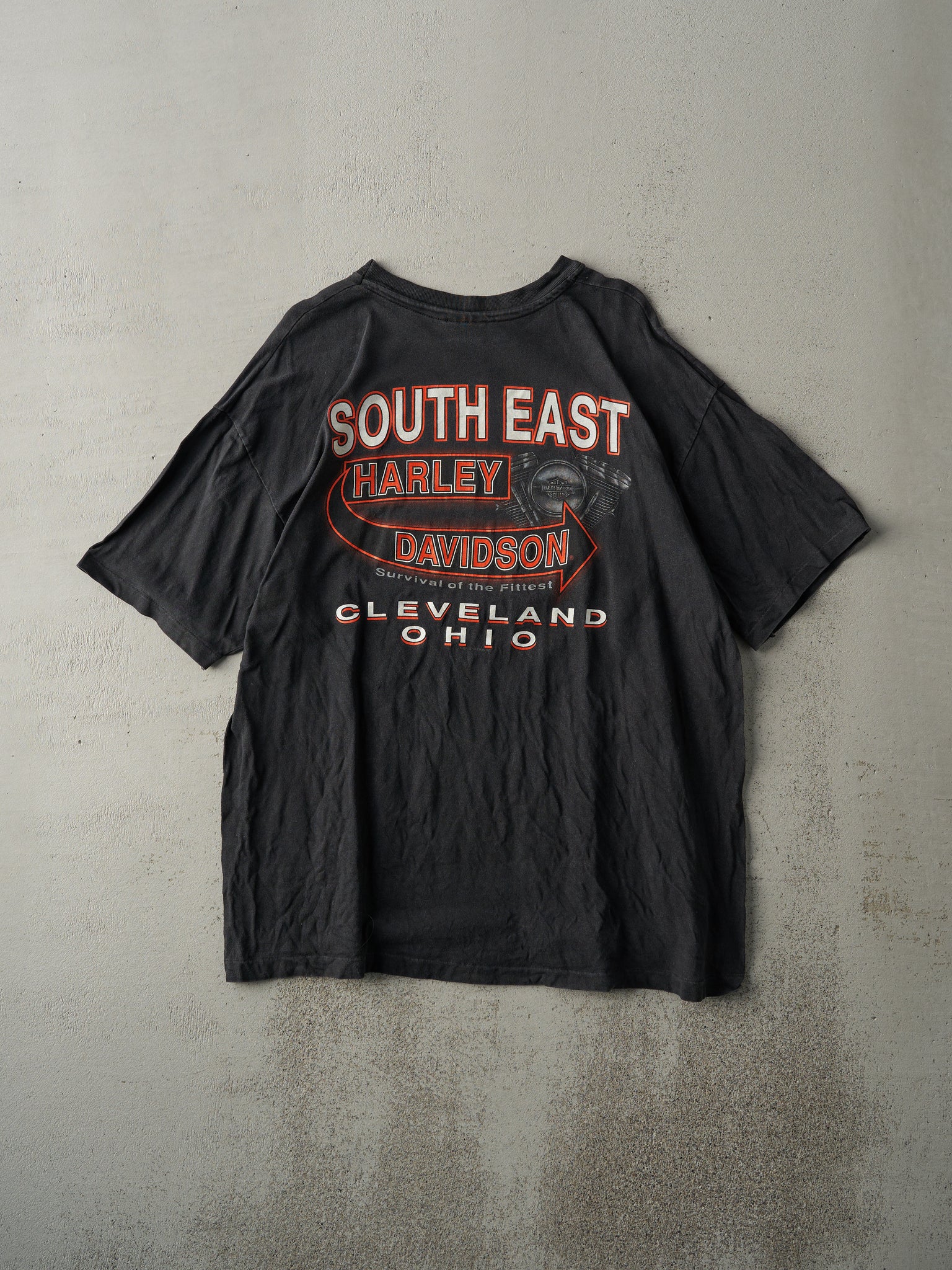 Vintage 90s Black Cleveland Ohio Harley Davidson Single Stitch Tee (M/L)