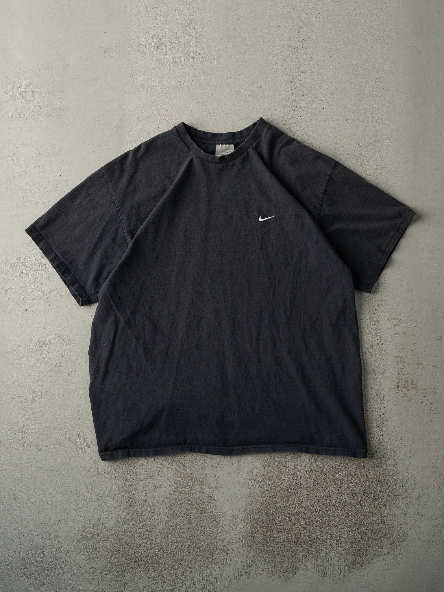 Vintage Y2K Faded Black Embroidered Nike Swoosh Tee (L)