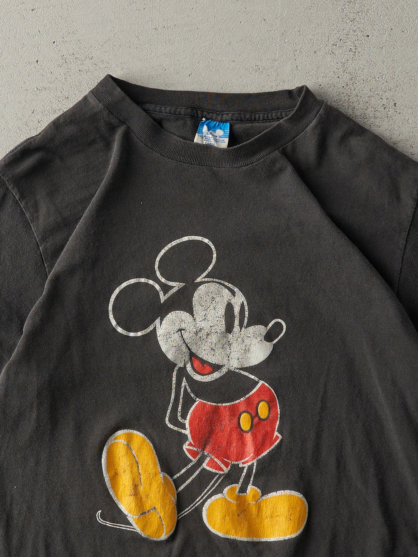 Vintage 80s Faded Black Mickey Mouse Single Stitch Tee (M)