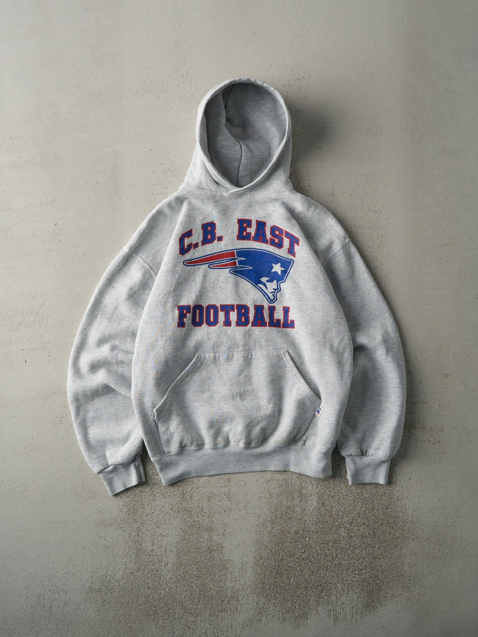 Vintage Y2K Heather Grey C.B. East Football Russell Athletics Hoodie (M)