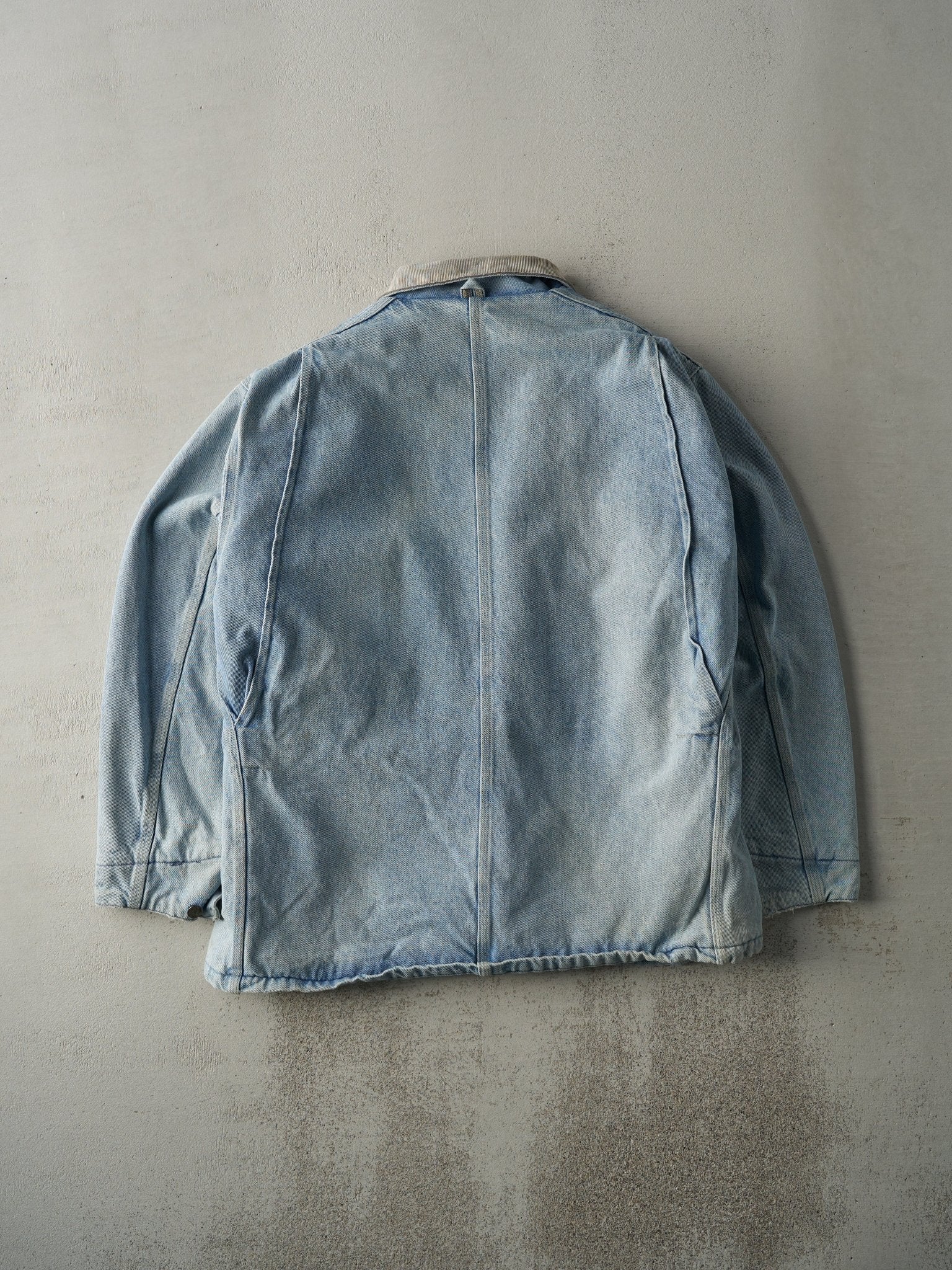 Vintage 90s Light Wash Carhartt Blanket Lined Denim Chore Jacket (XL)
