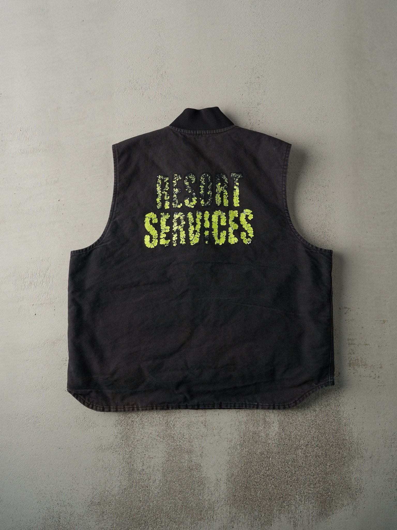 Vintage Y2K Faded Black Embroidered Carhartt Vest (XL)