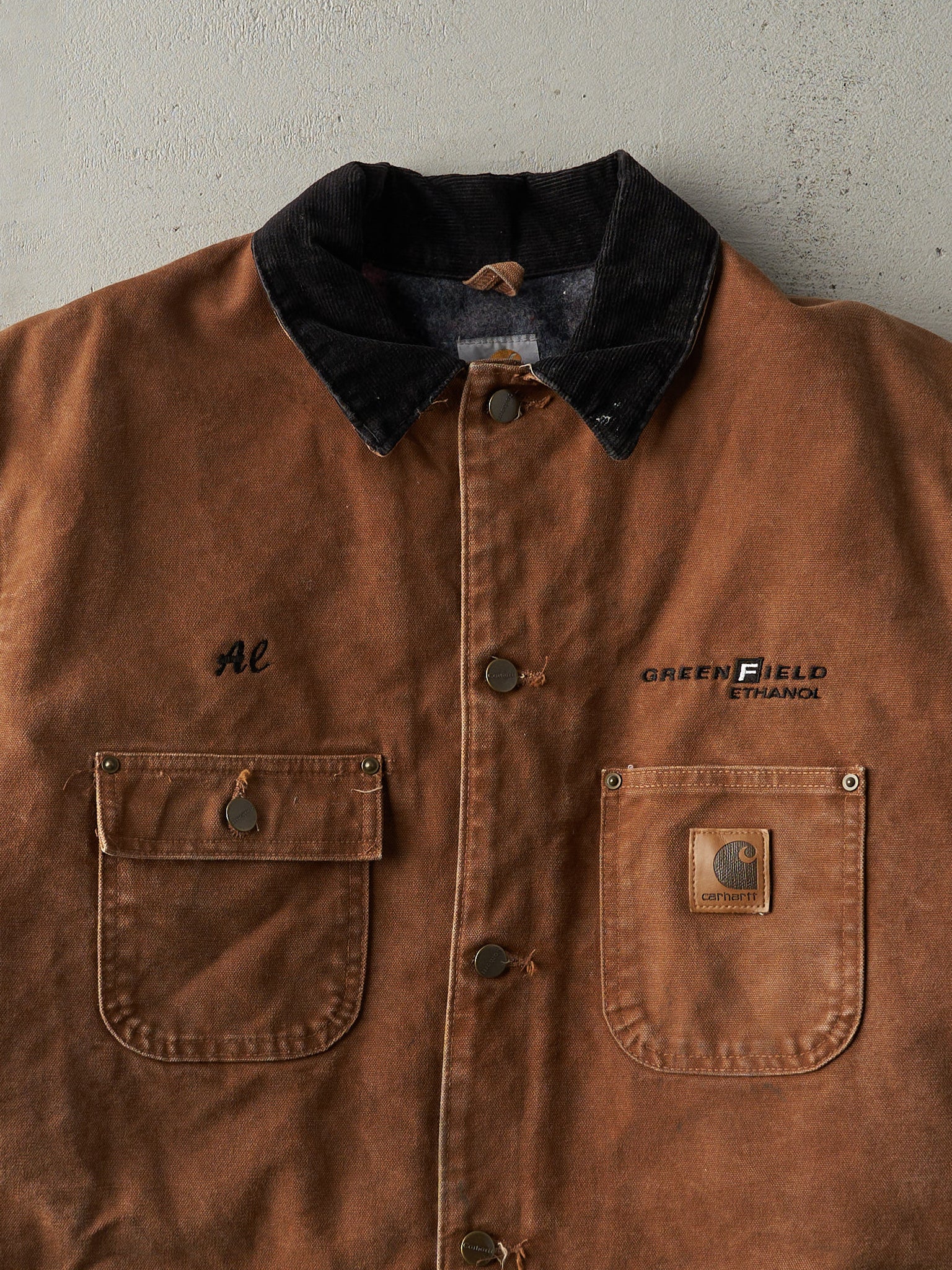 Vintage Y2K Brown Embroidered Carhartt Chore Jacket (L)