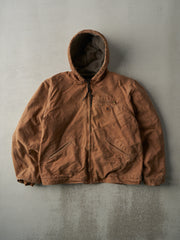 Vintage Y2K Camel Brown Carhartt Sherpa Lined Hooded Work Jacket (XL)