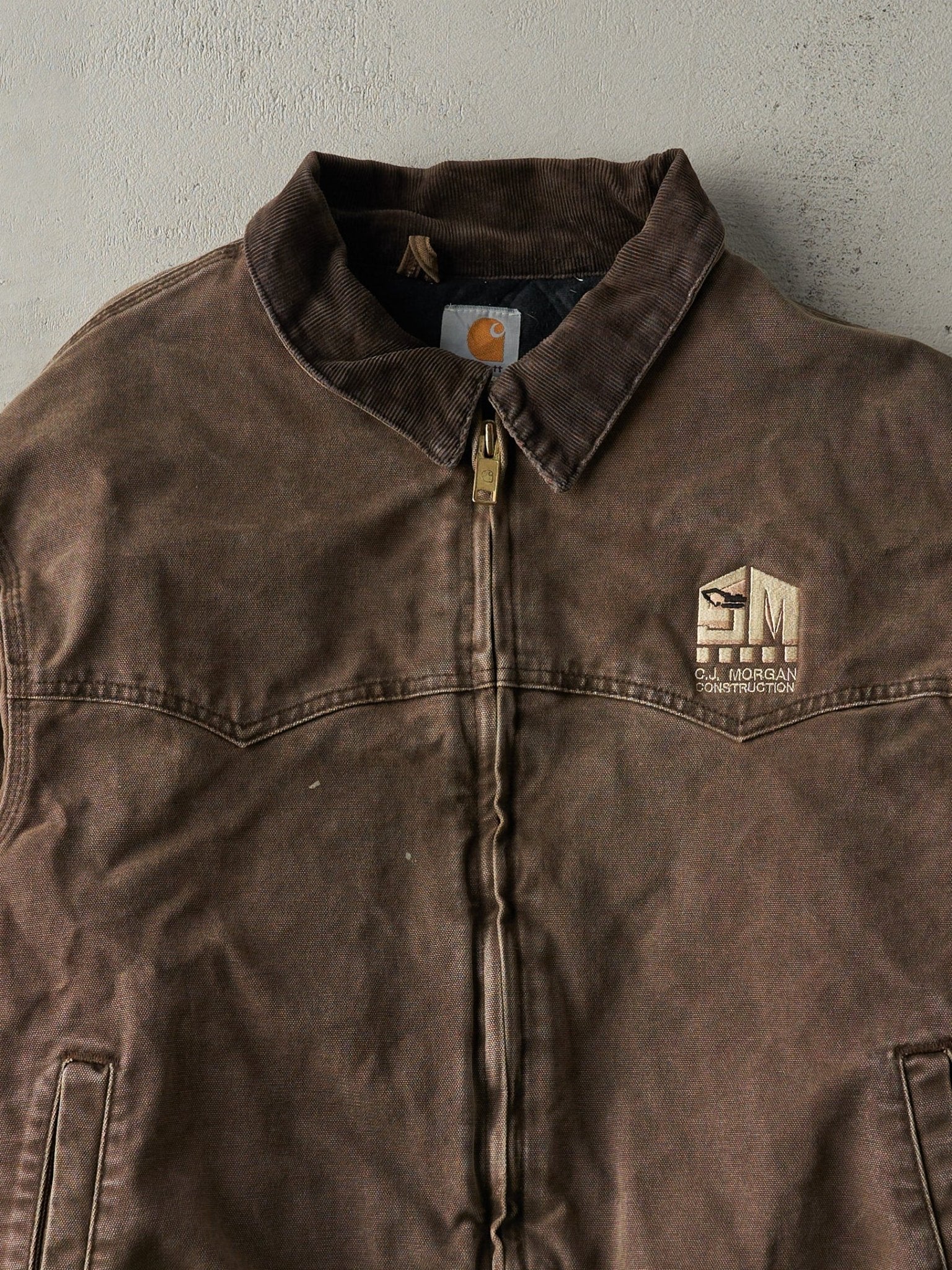 Vintage 90s Washed Brown Embroidered Carhartt Santa Fe Jacket (XL)
