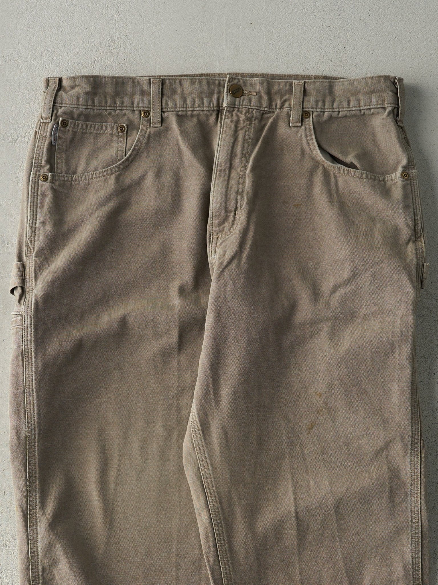 Vintage Y2K Beige Carhartt Light Weight Carpenter Pants (36x27)