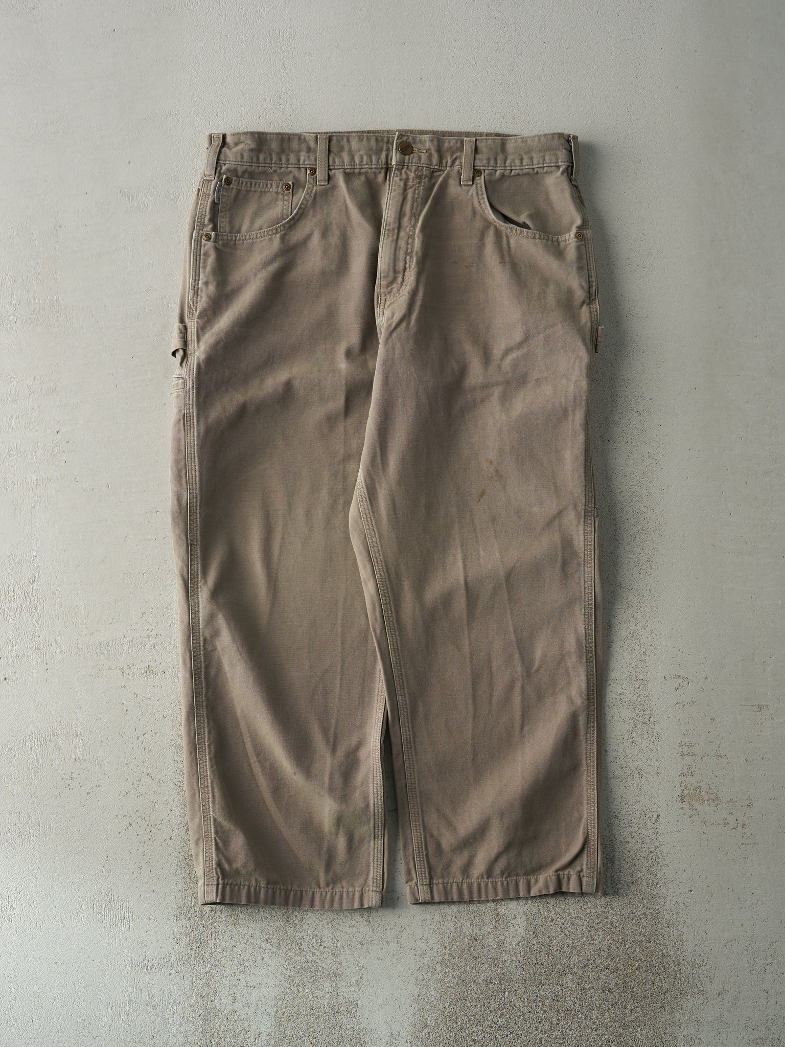 Vintage Y2K Beige Carhartt Light Weight Carpenter Pants (36x27)