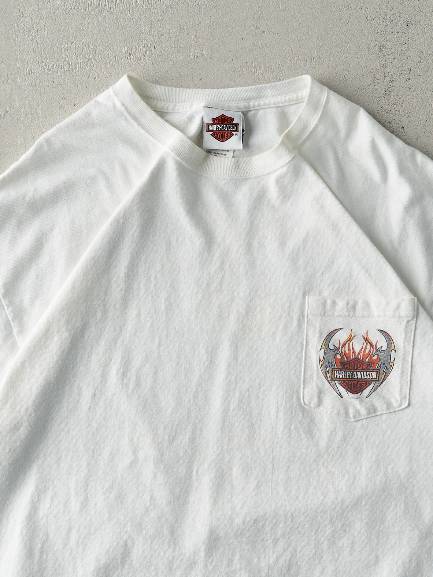 Vintage 06' White Lebanon MO Harley Davidson Pocket Tee (L)