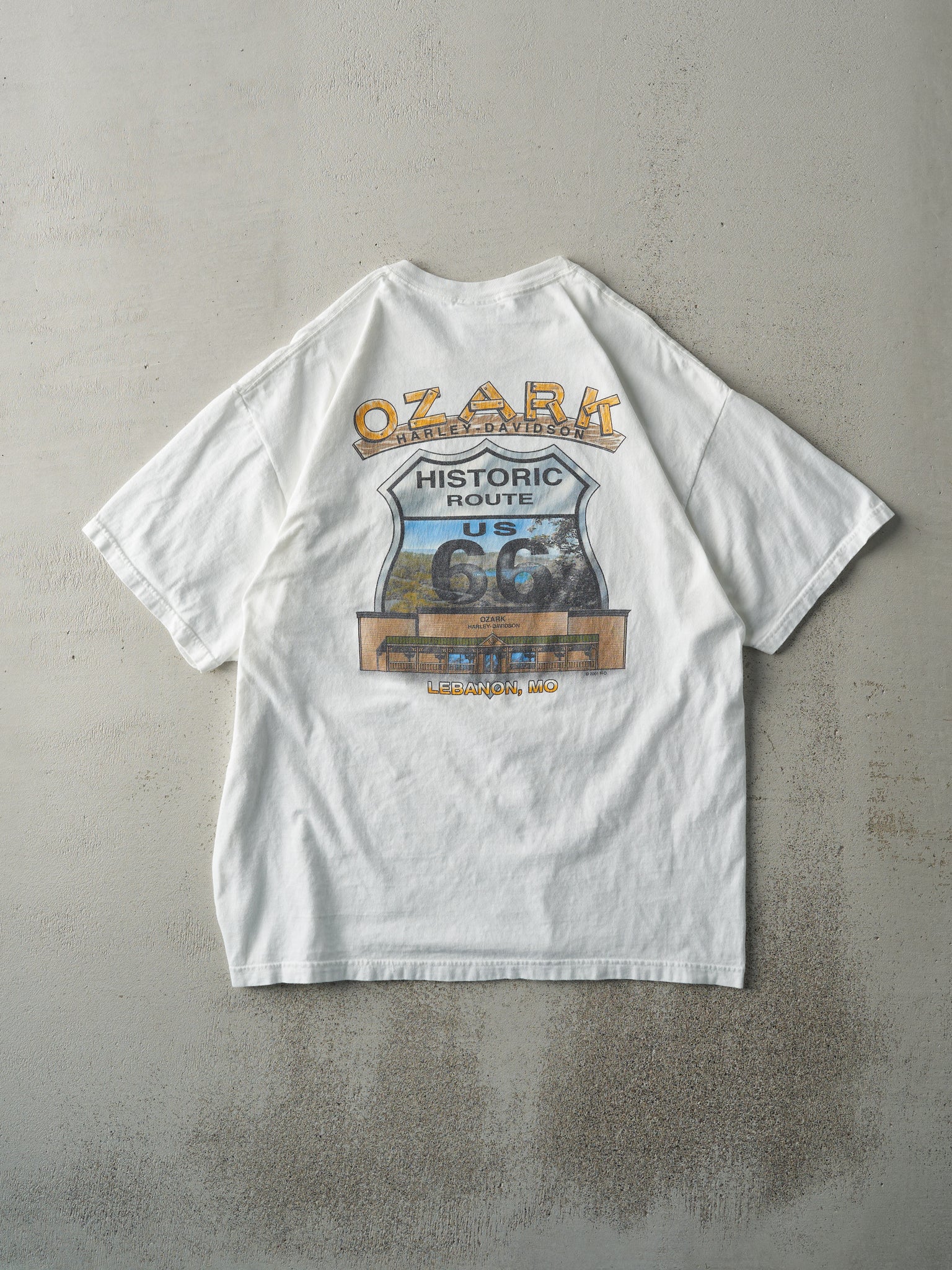 Vintage 06' White Lebanon MO Harley Davidson Pocket Tee (L)