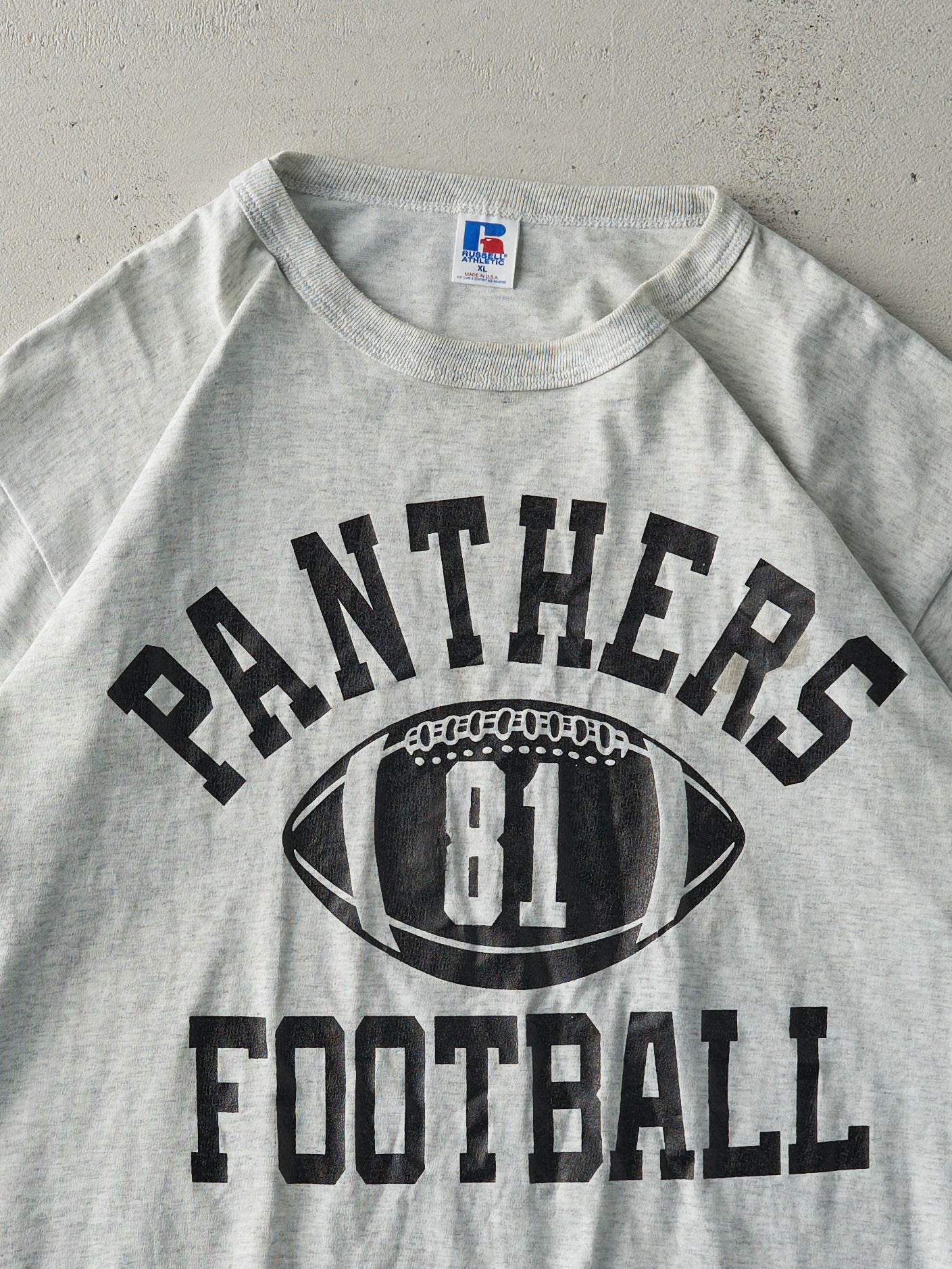 Vintage 90s Heather Grey Panthers Football Russell Athletic Tee (L)