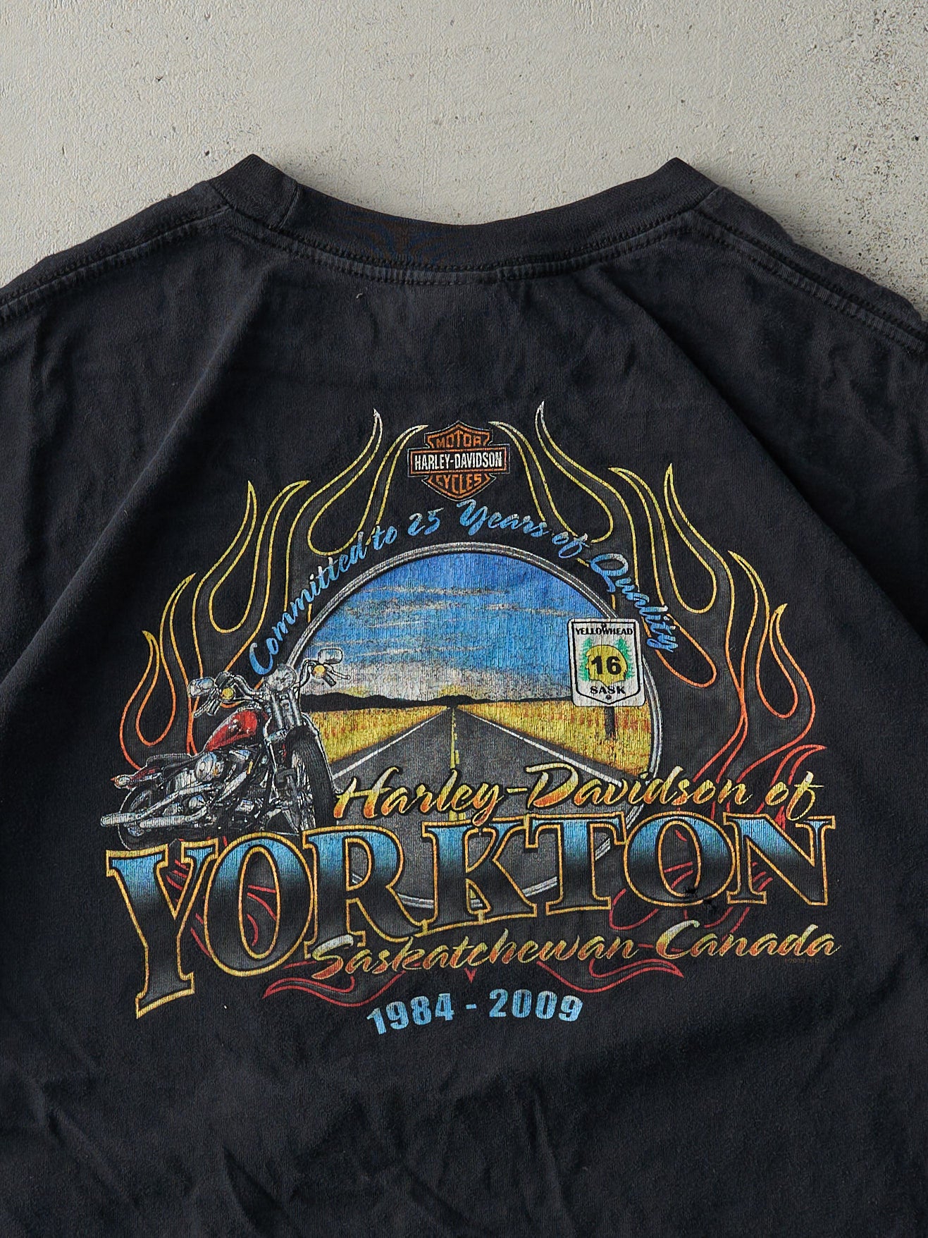 Vintage 09' Harley Black Saskatchewan Canada Harley Davidson Tee (L)