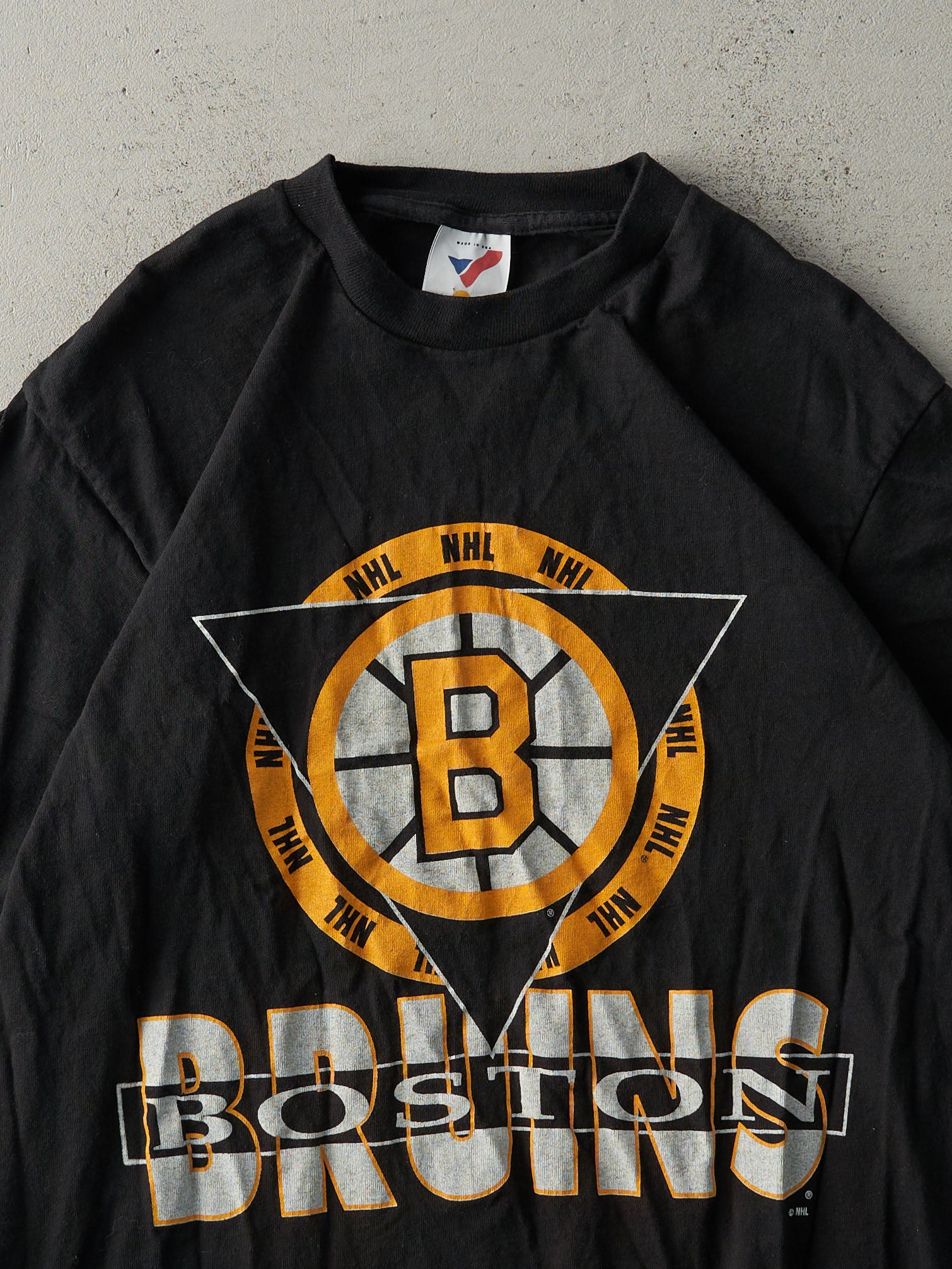 Vintage 80s Black Boston Bruins Single Stitch Tee (S/M)