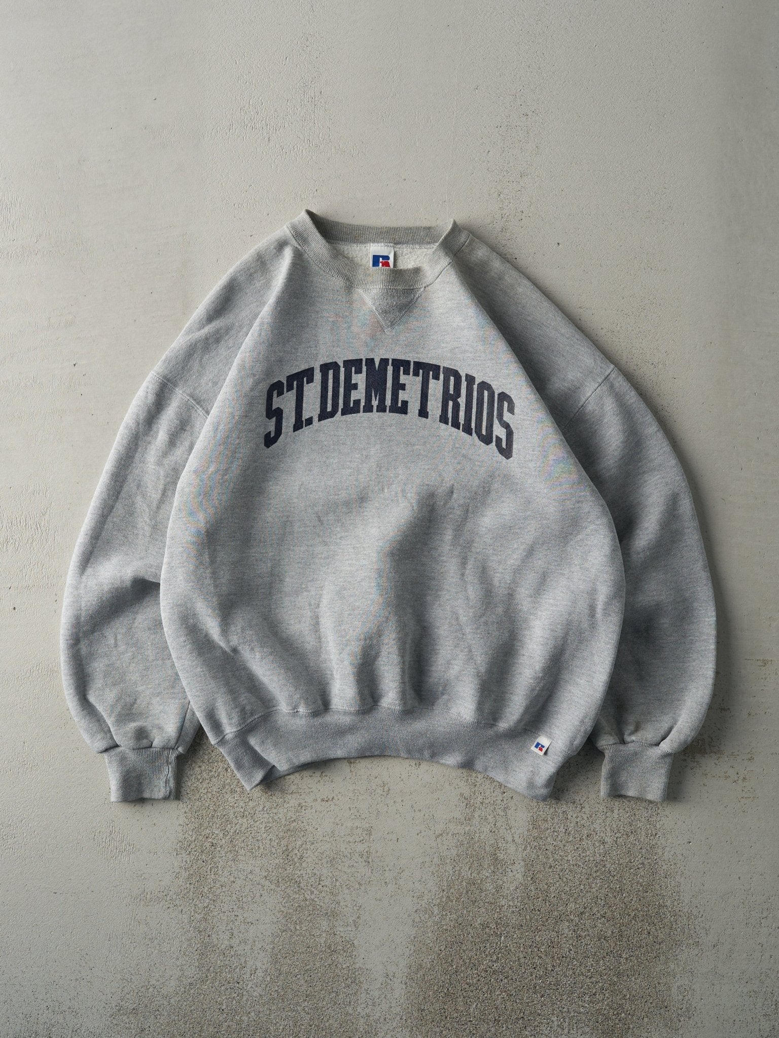 Vintage 90s Grey St. Demetrios Russell Athletic Boxy Crewneck (XL)