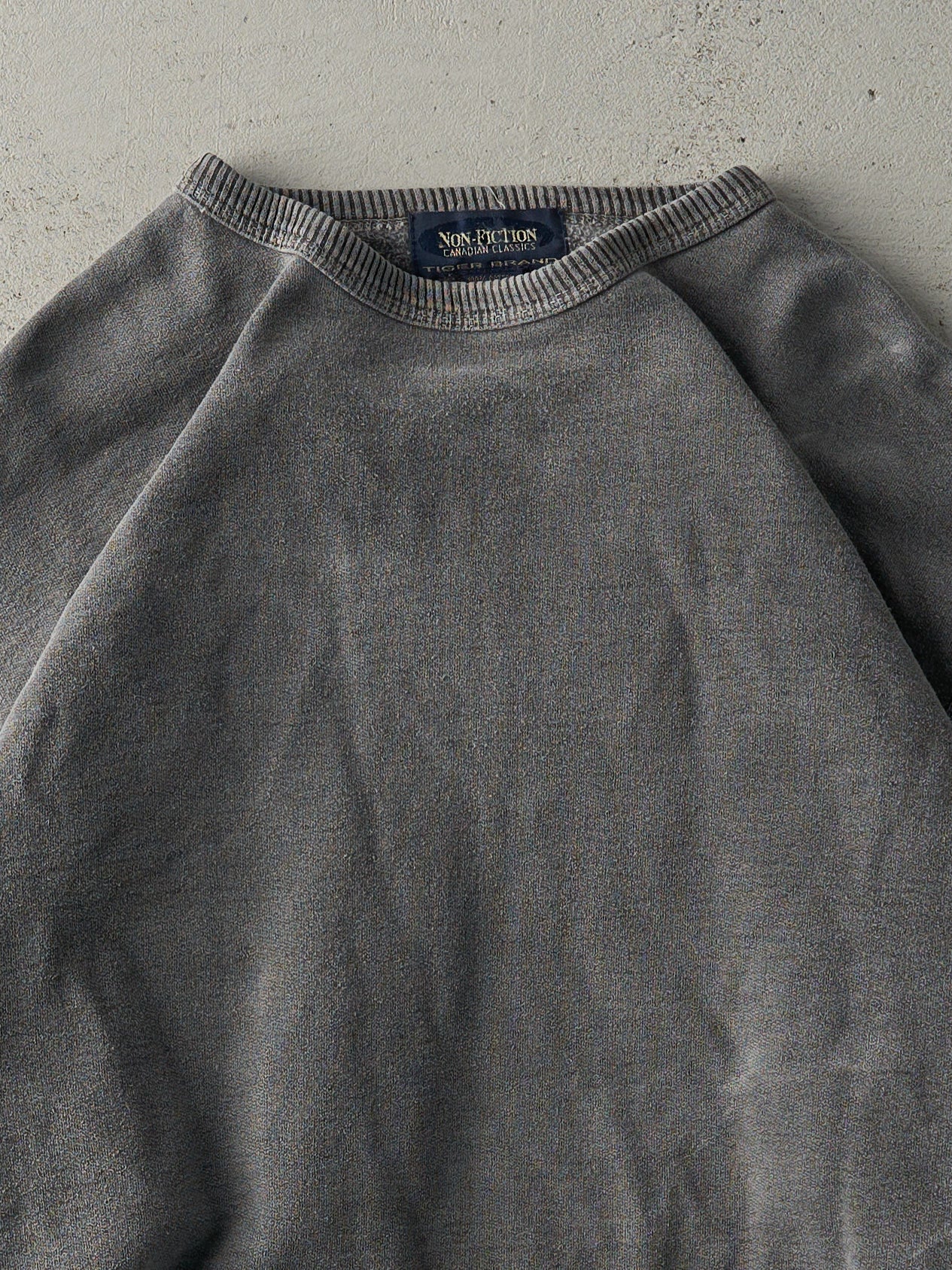 Vintage 90s Washed Charcoal Grey Blank Crewneck (XL)