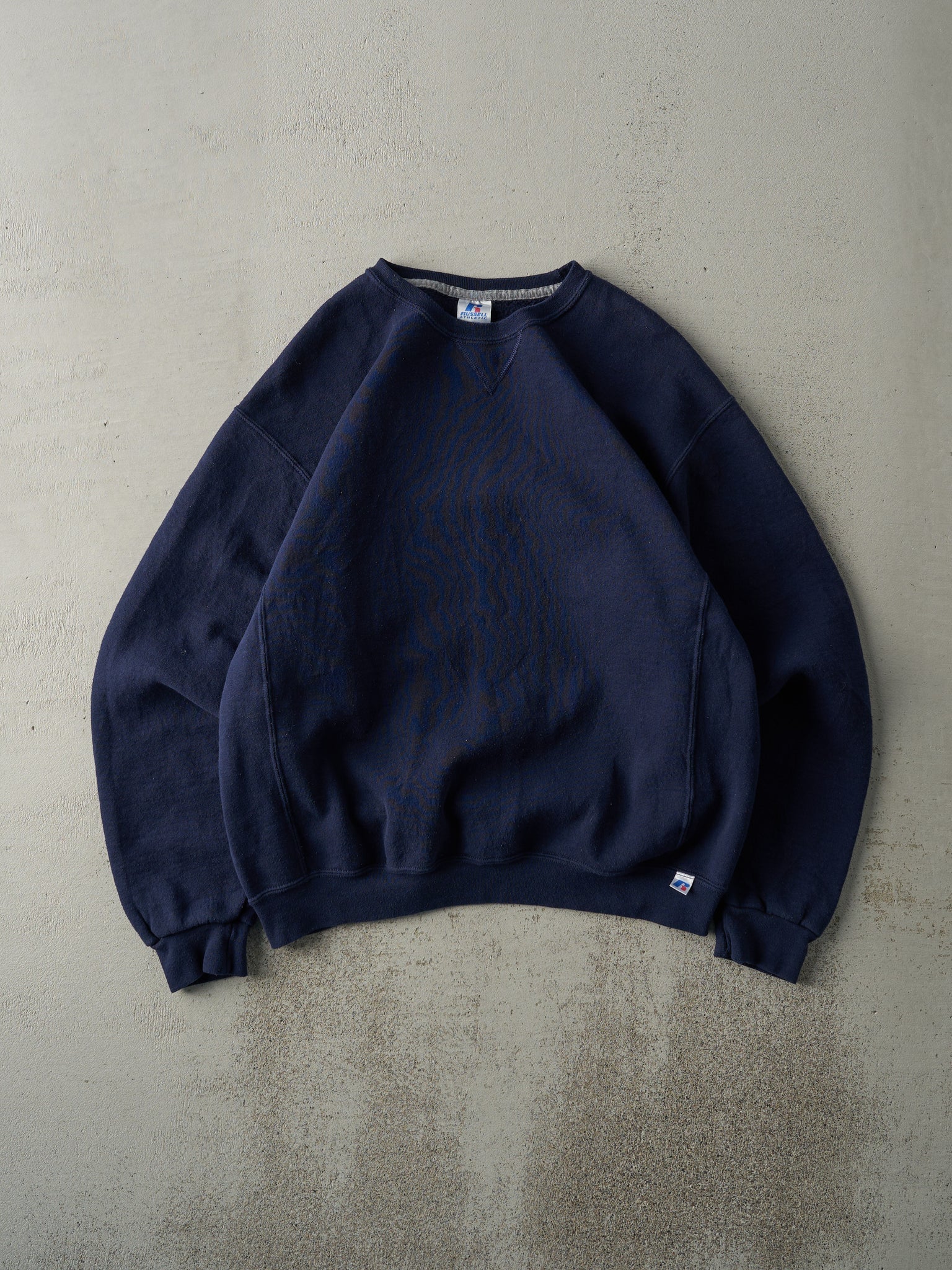 Vintage Y2K Navy Blue Blank Russell Athletic Crewneck (M)