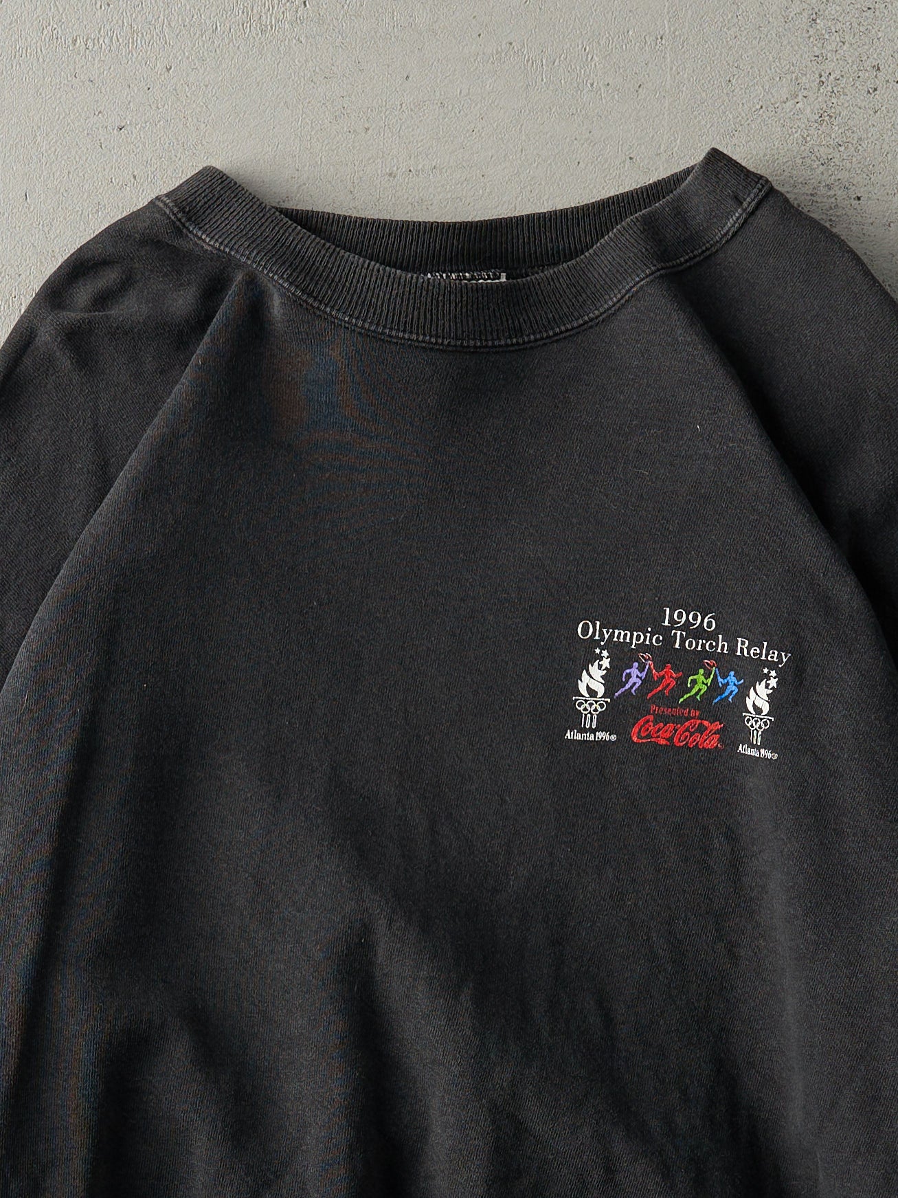 Vintage 96' Black Olympic Torch Relay by Coca Cola Boxy Crewneck (XL)