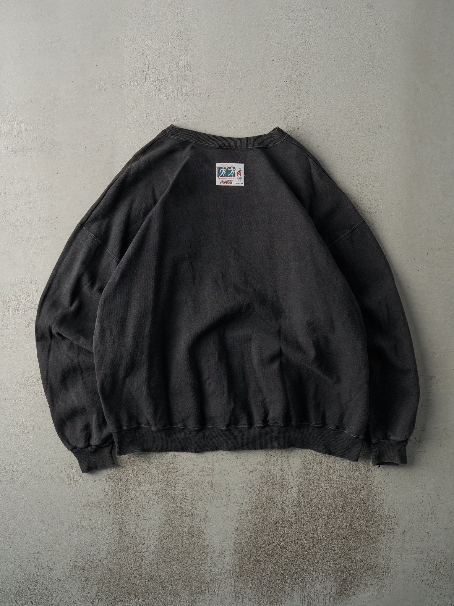 Vintage 96' Black Olympic Torch Relay by Coca Cola Boxy Crewneck (XL)