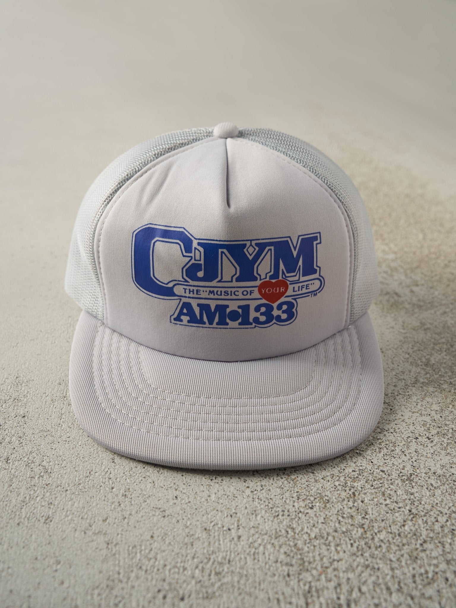 Vintage 90s Grey CJYM AM 133 Foam Trucker Hat
