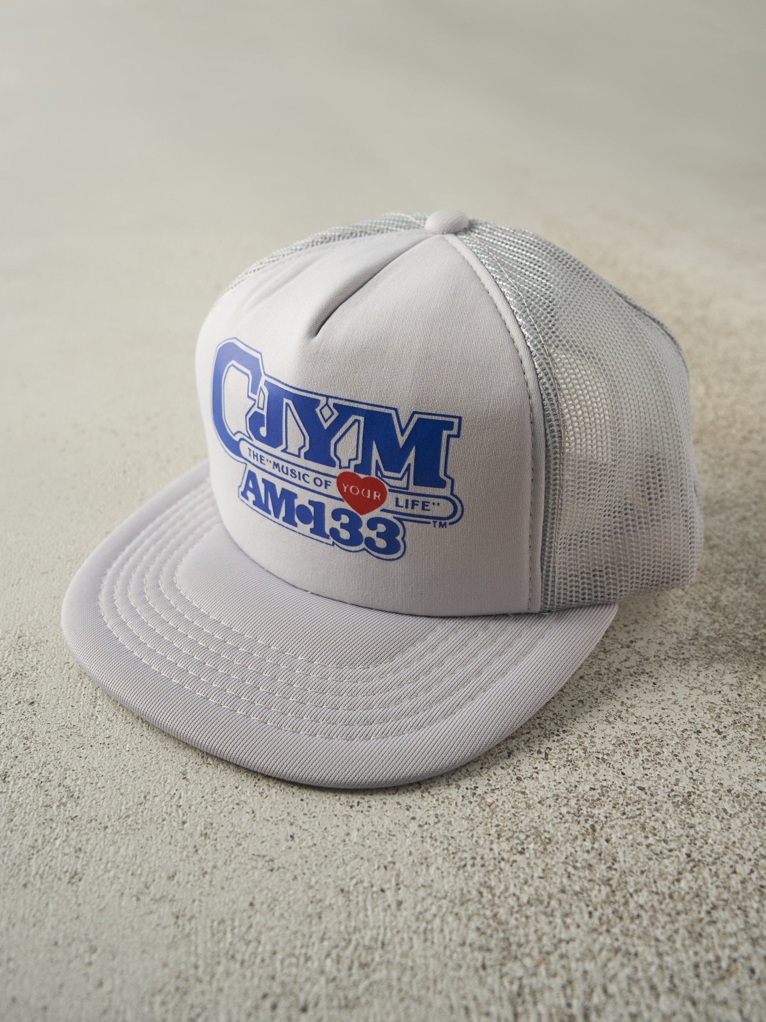 Vintage 90s Grey CJYM AM 133 Foam Trucker Hat