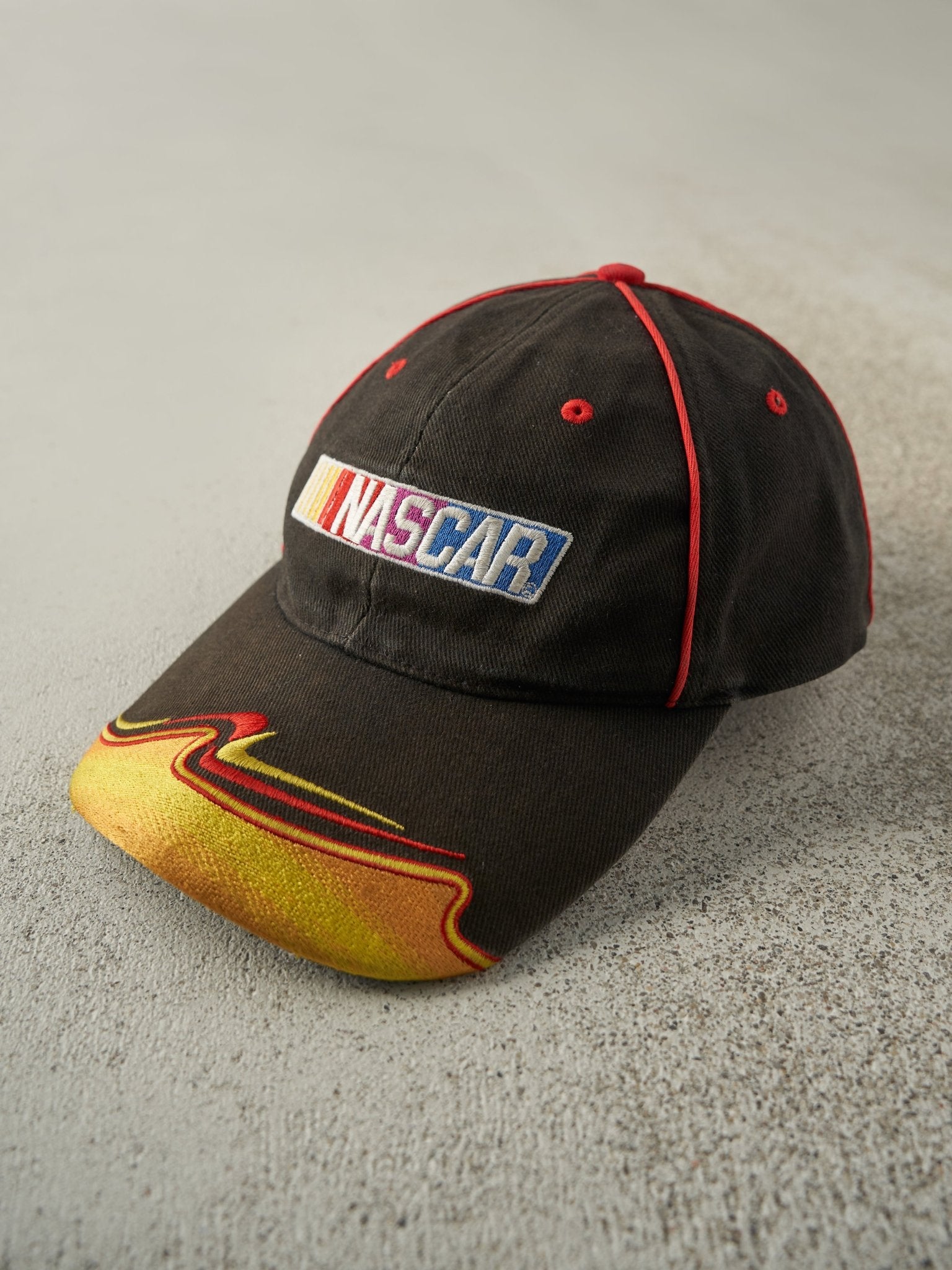 Vintage Y2K Faded Black Nascar Embroidered Velcro Hat