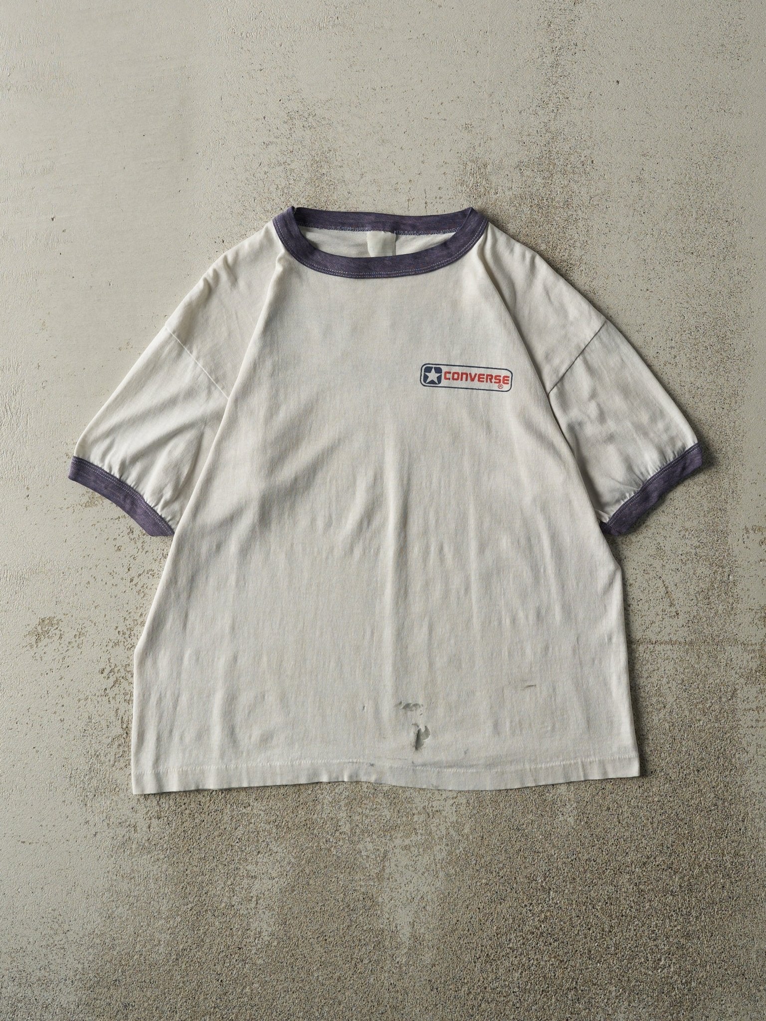Vintage 90s White & Navy Converse Ringer Tee (M)
