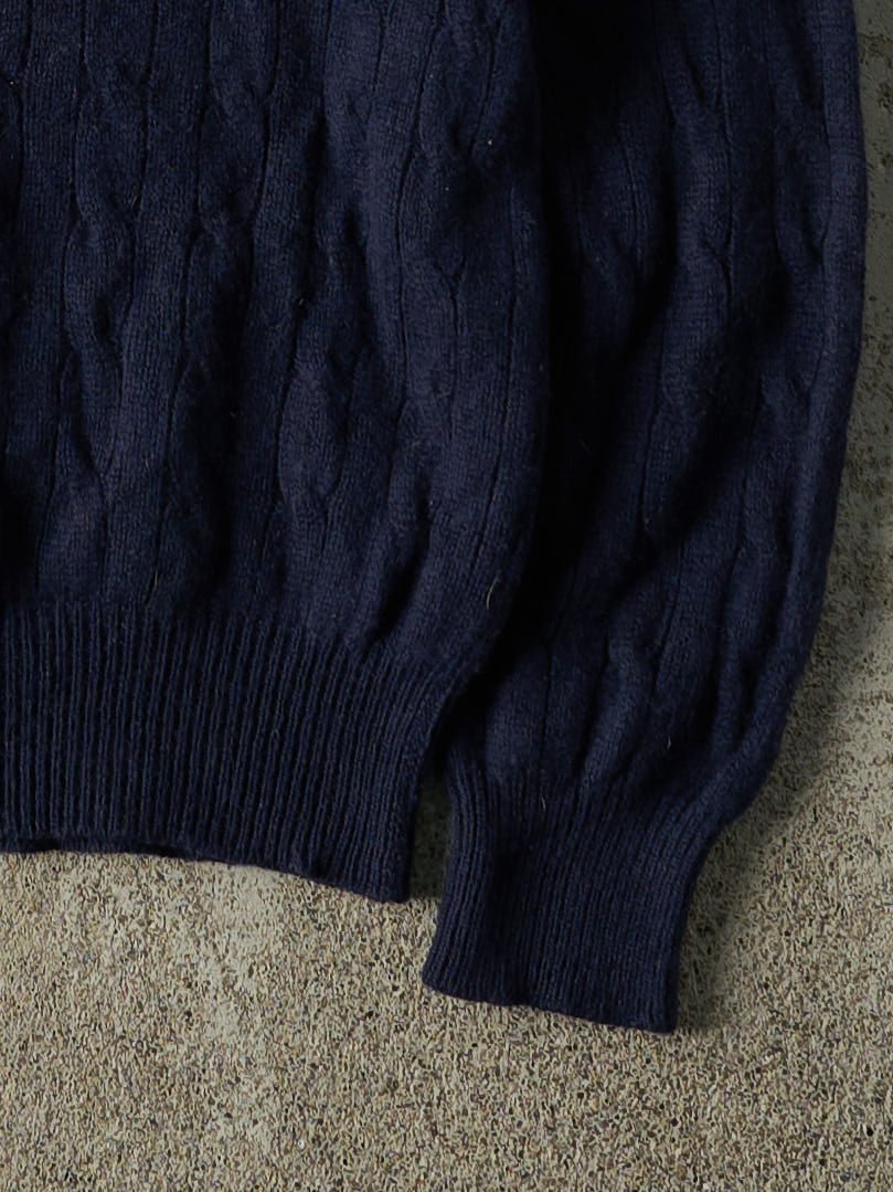 Vintage Y2K Navy Blue Ralph Lauren Cable Knit Pullover (XS)