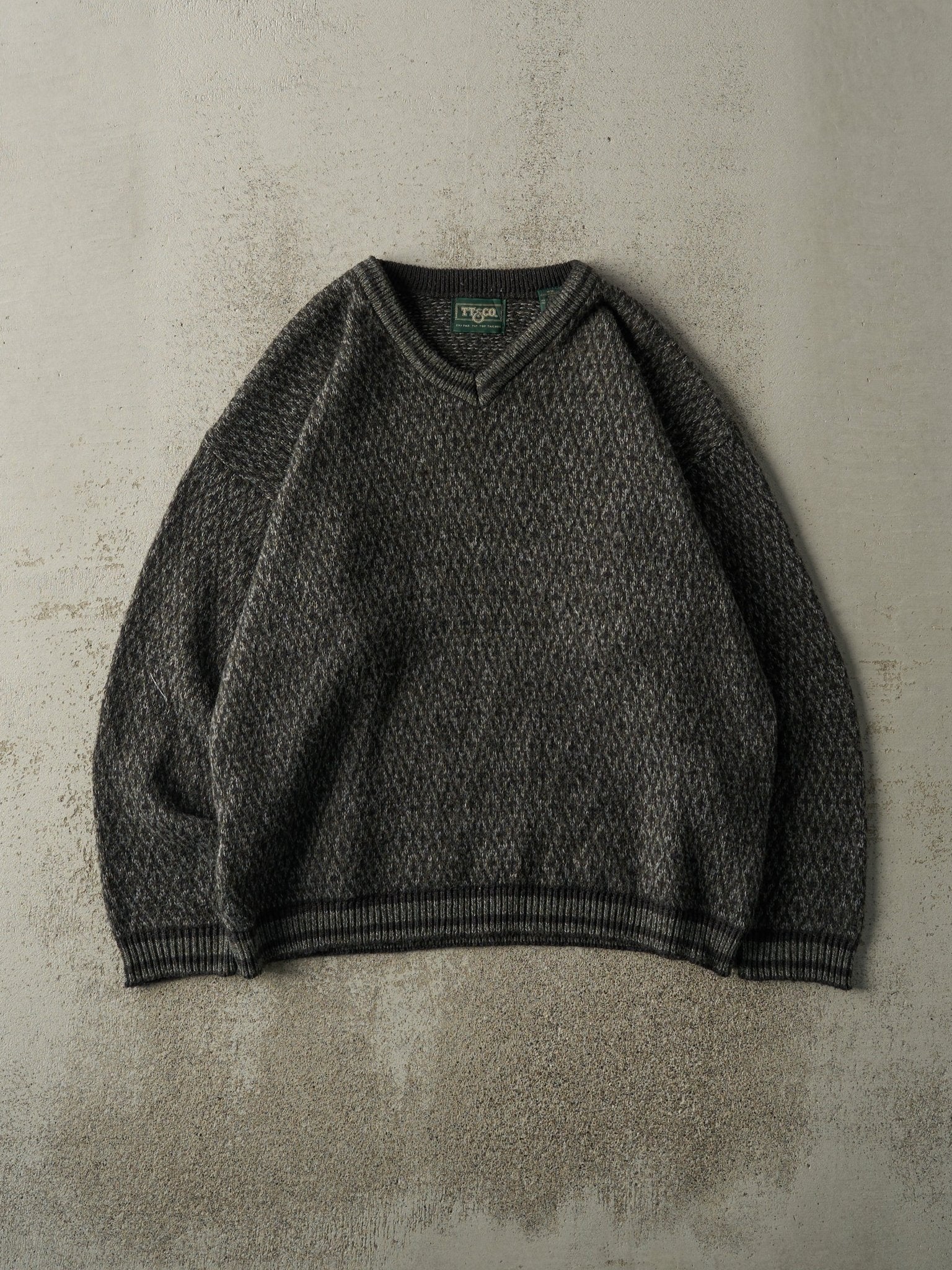 Vintage 90s Green & Black Knit Pullover (M)