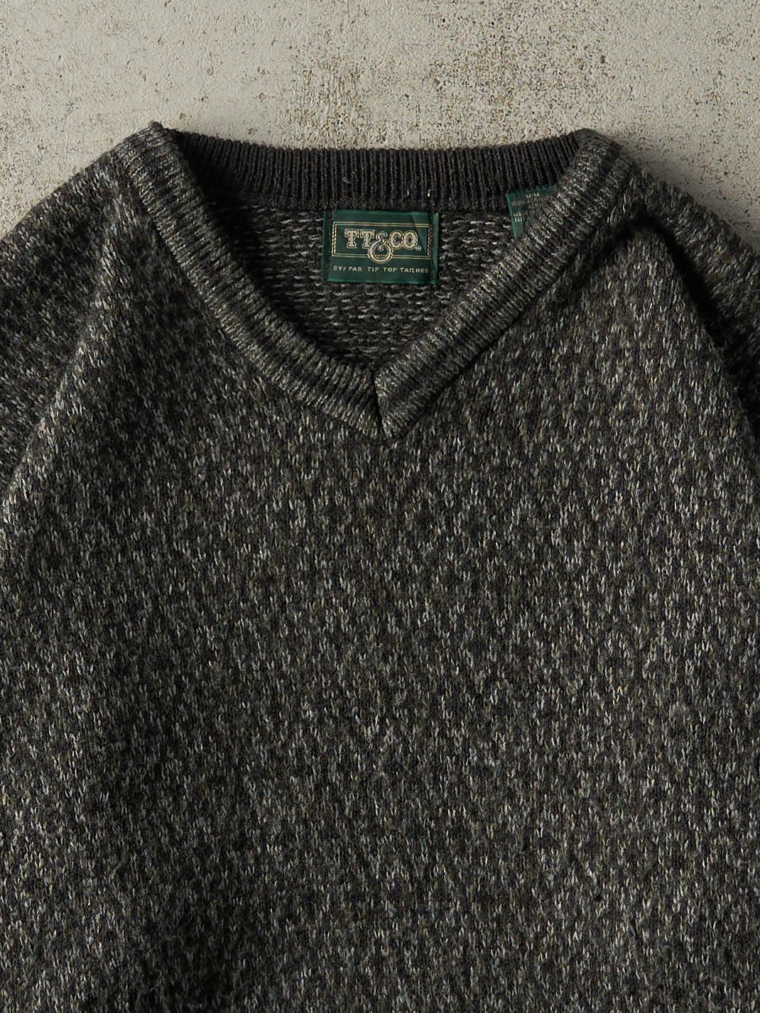 Vintage 90s Green & Black Knit Pullover (M)