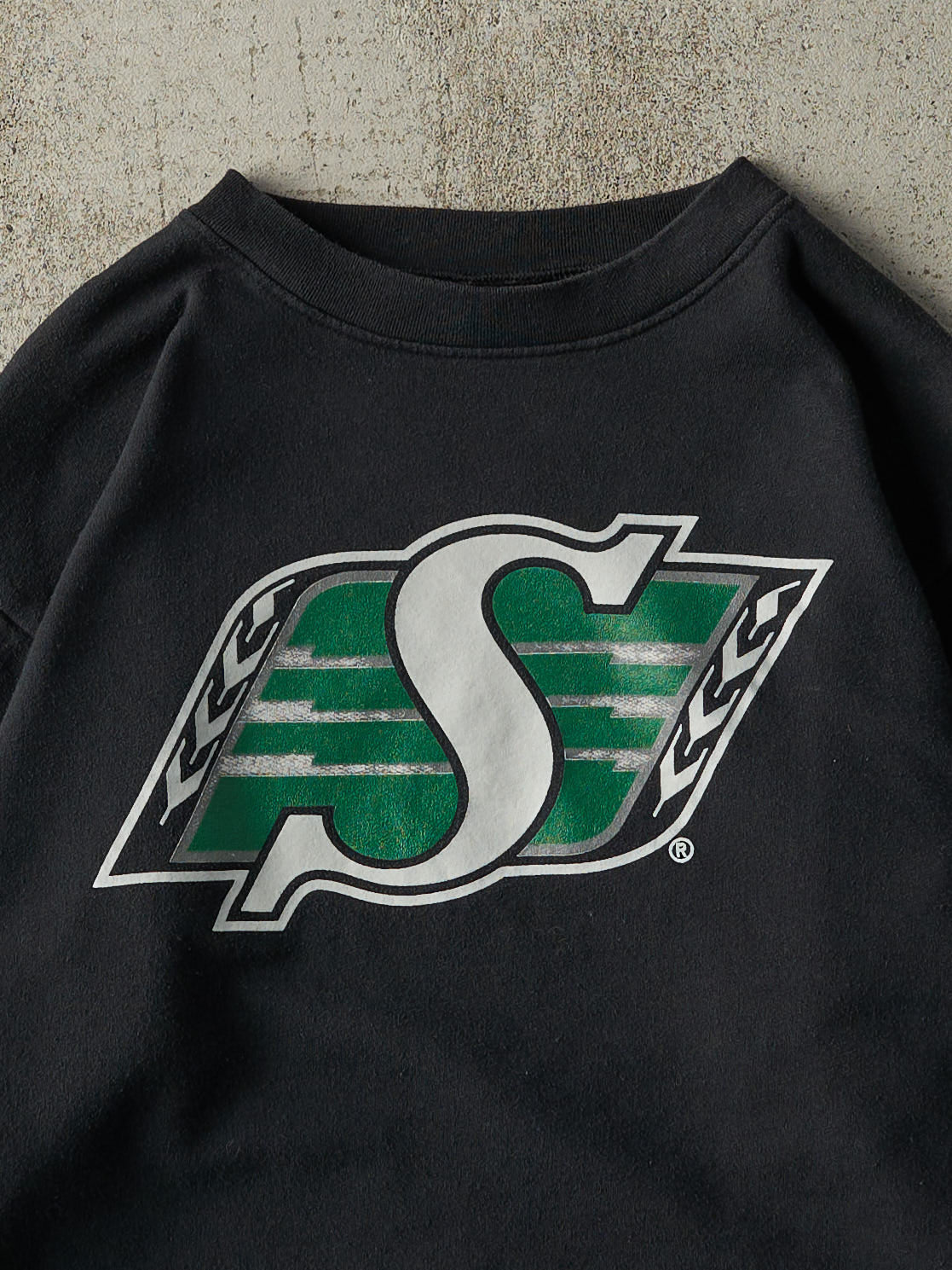 Vintage 90s Black Saskatchewan Roughriders CFL Crewneck (S/M)