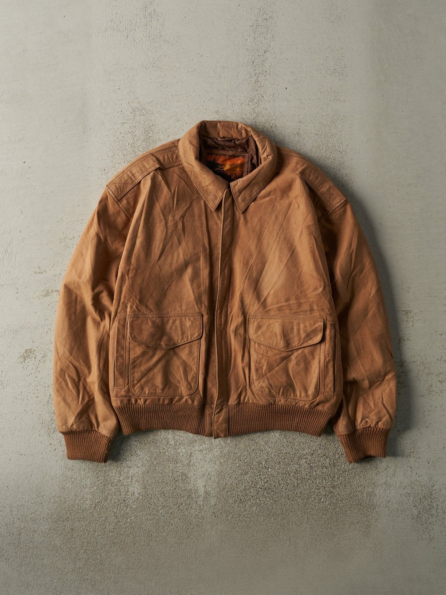 Vintage 90s Brown Outbrook Suede Leather Jacket (M)