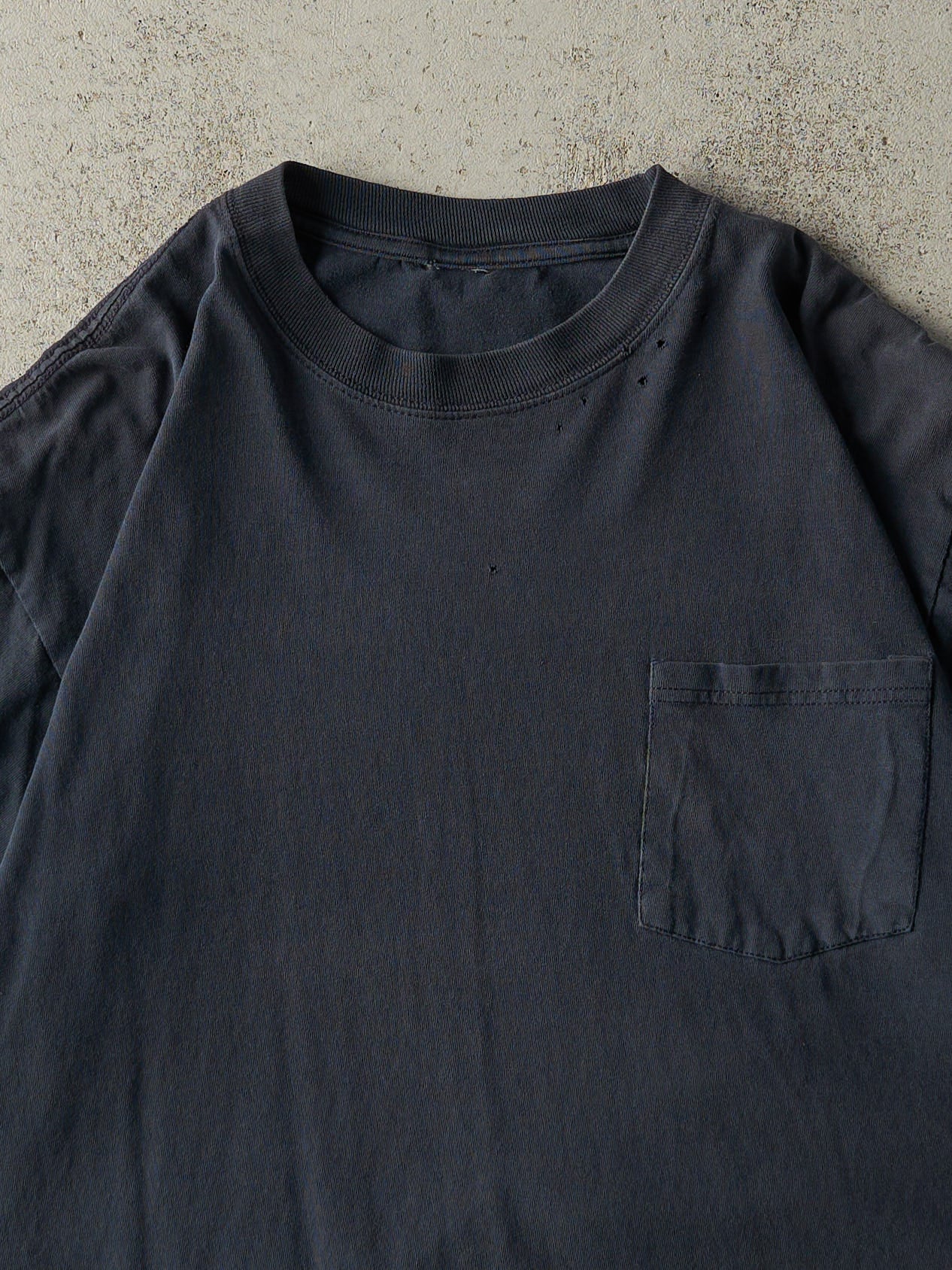 Vintage 90s Navy Blue Blank Pocket Tee (L)
