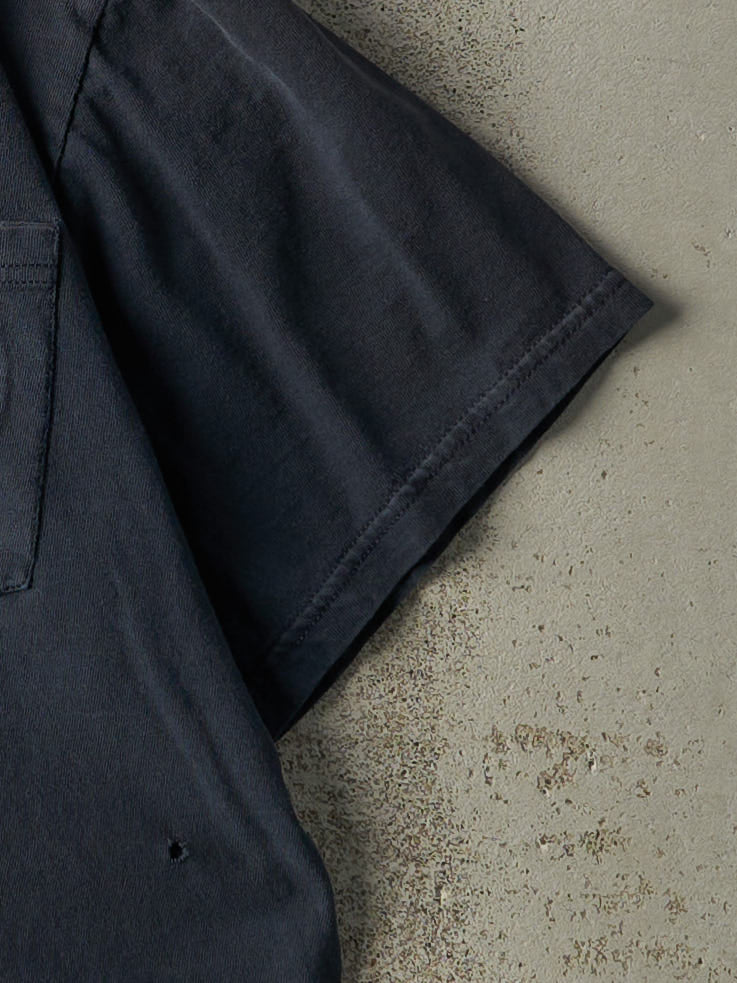 Vintage 90s Navy Blue Blank Pocket Tee (L)