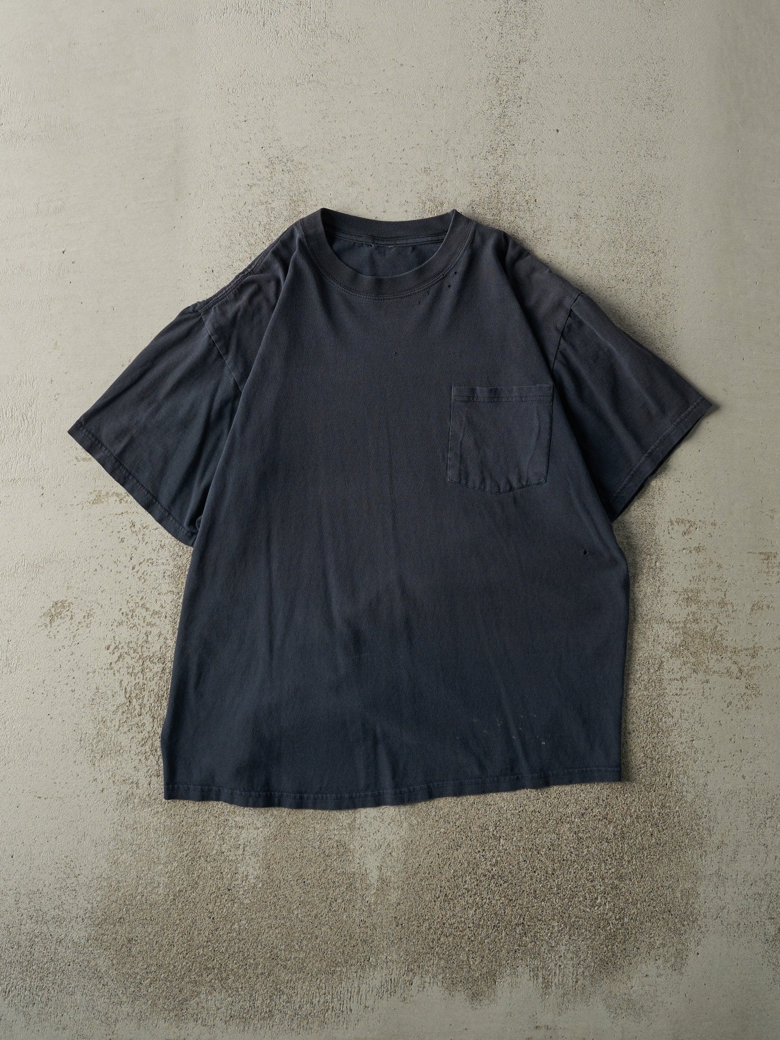 Vintage 90s Navy Blue Blank Pocket Tee (L)