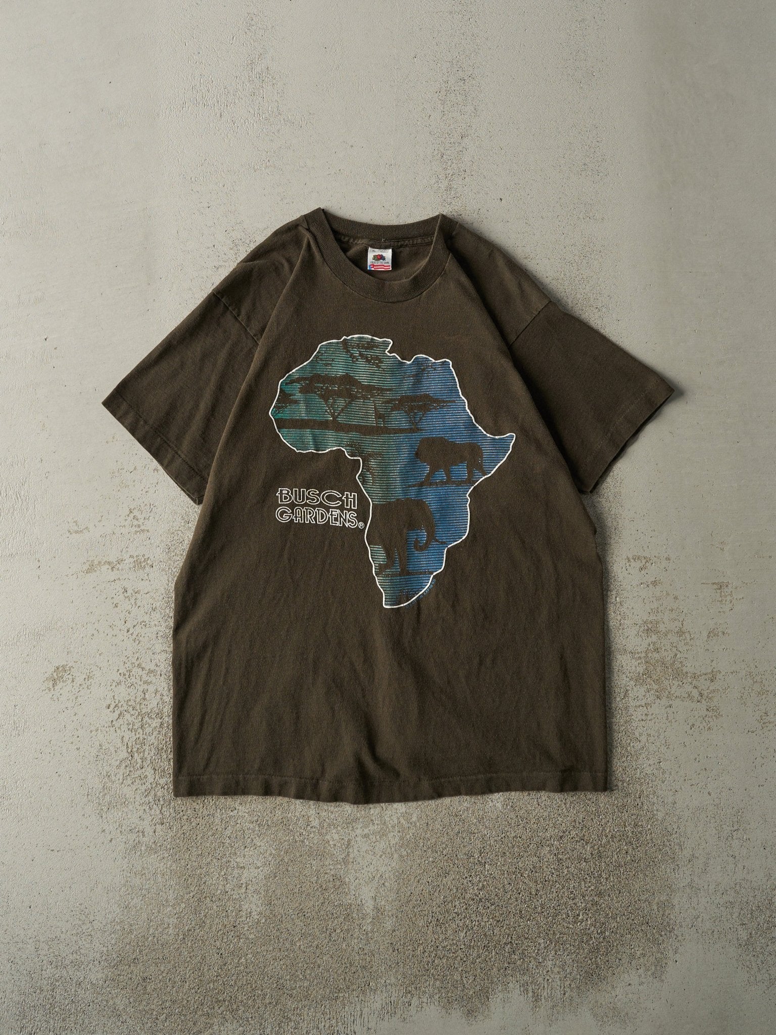 Vintage 90s Faded Brown Busch Gardens Single Stitch Tee (L/XL)