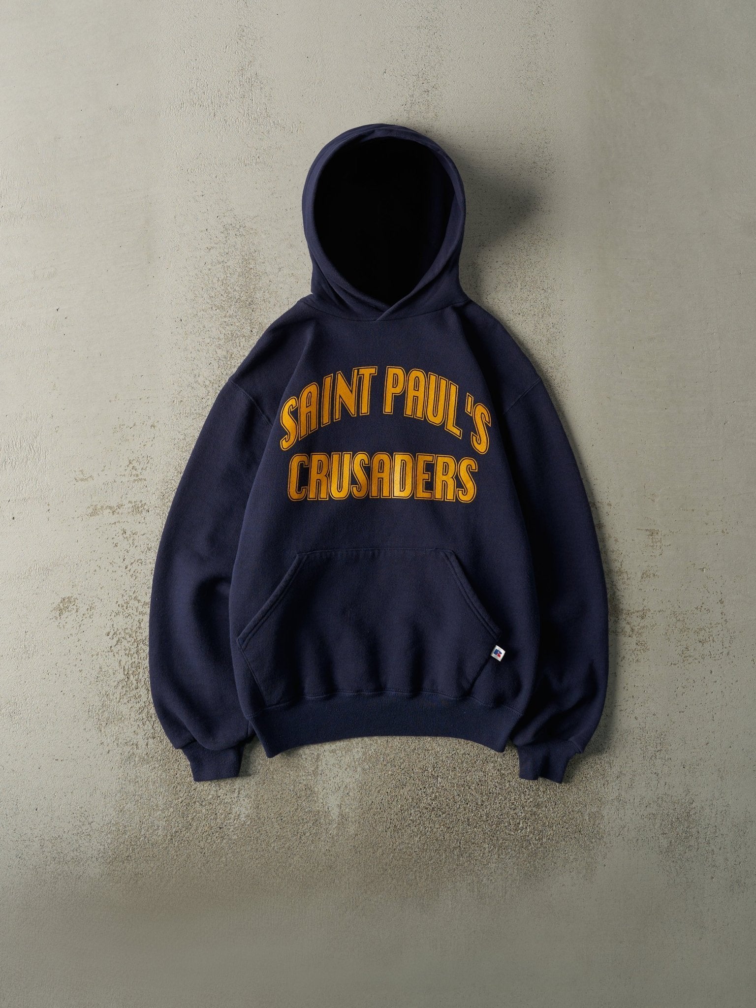 Vintage 90s Navy Blue Saint Pauls Crusaders Russell Athletic Hoodie (M)