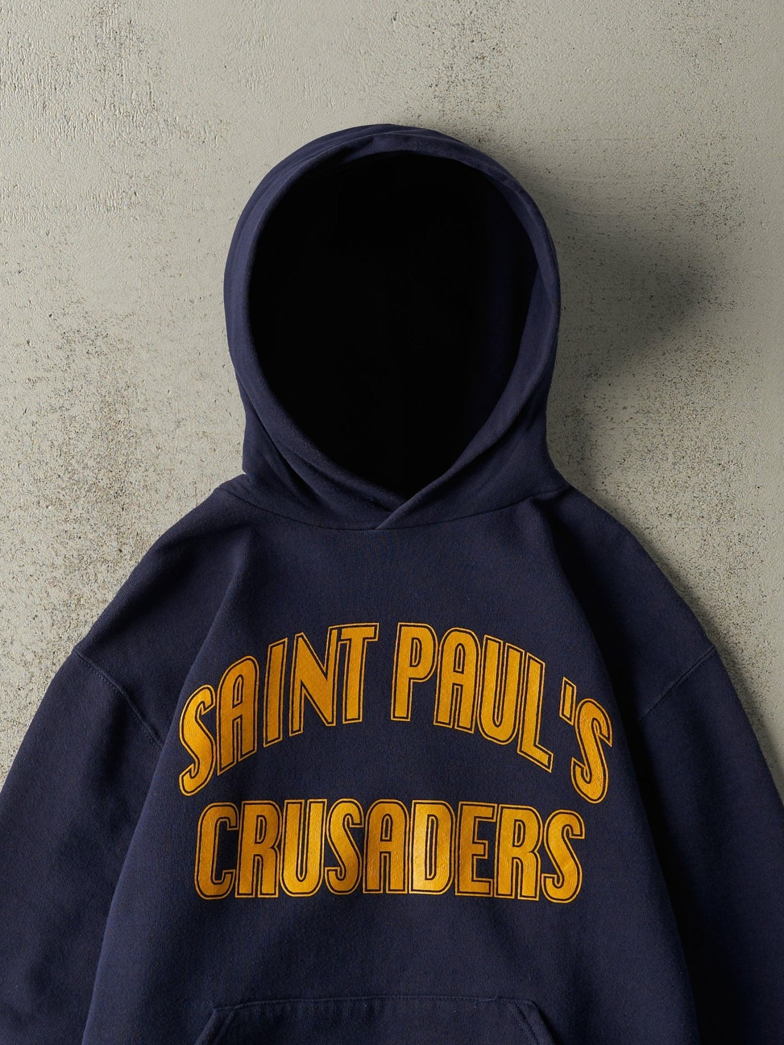 Vintage 90s Navy Blue Saint Pauls Crusaders Russell Athletic Hoodie (M)