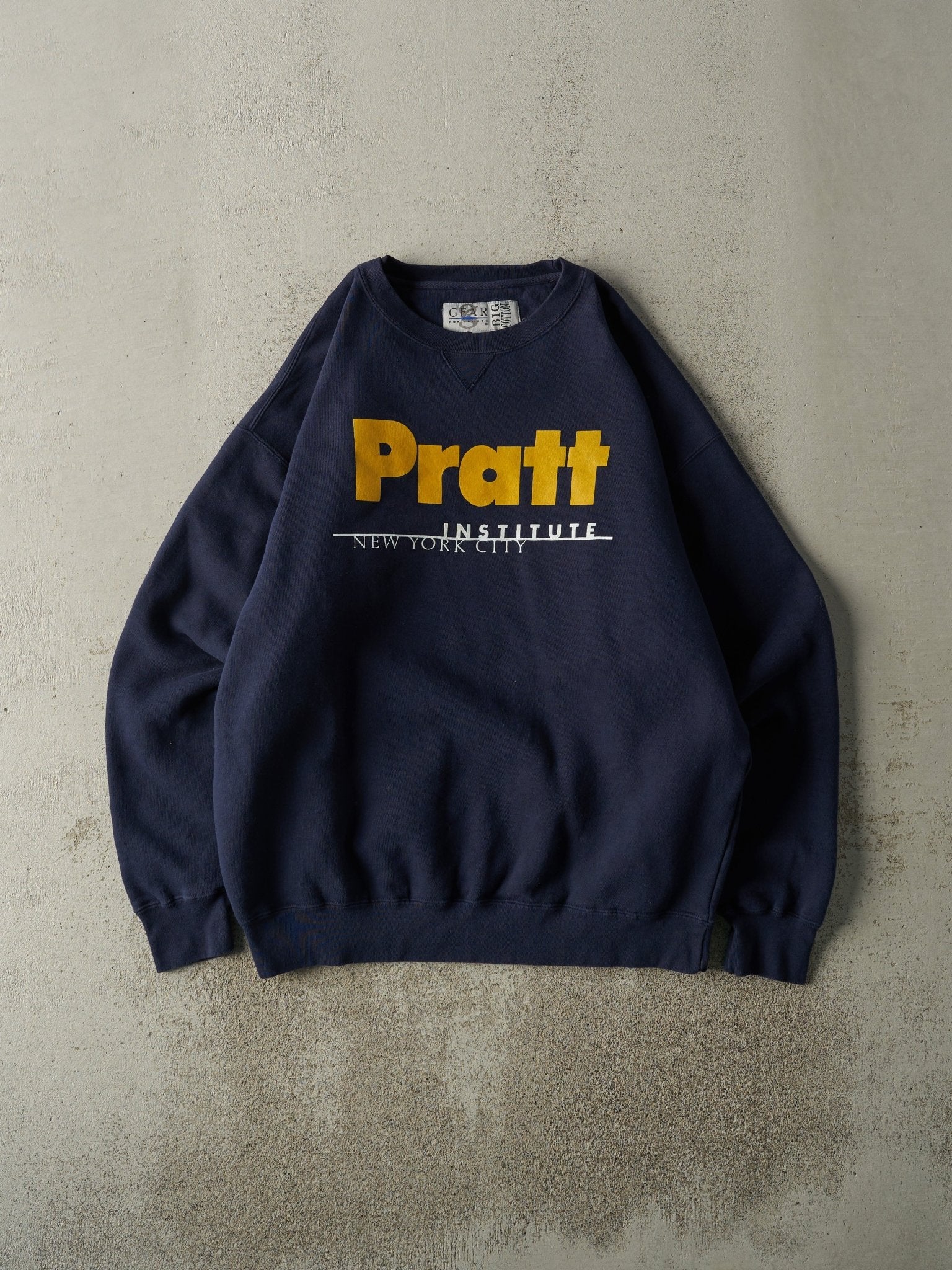 Vintage 90s Navy Blue New York City Pratt Institute Crewneck (L)