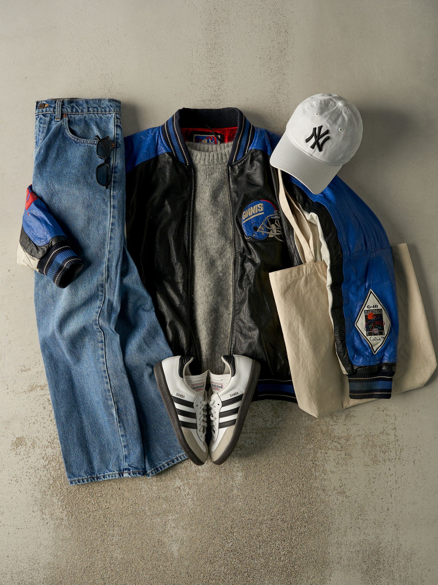 Vintage 90s Black New York Giants Giants G-III Carl Banks Leather Jacket (XL)