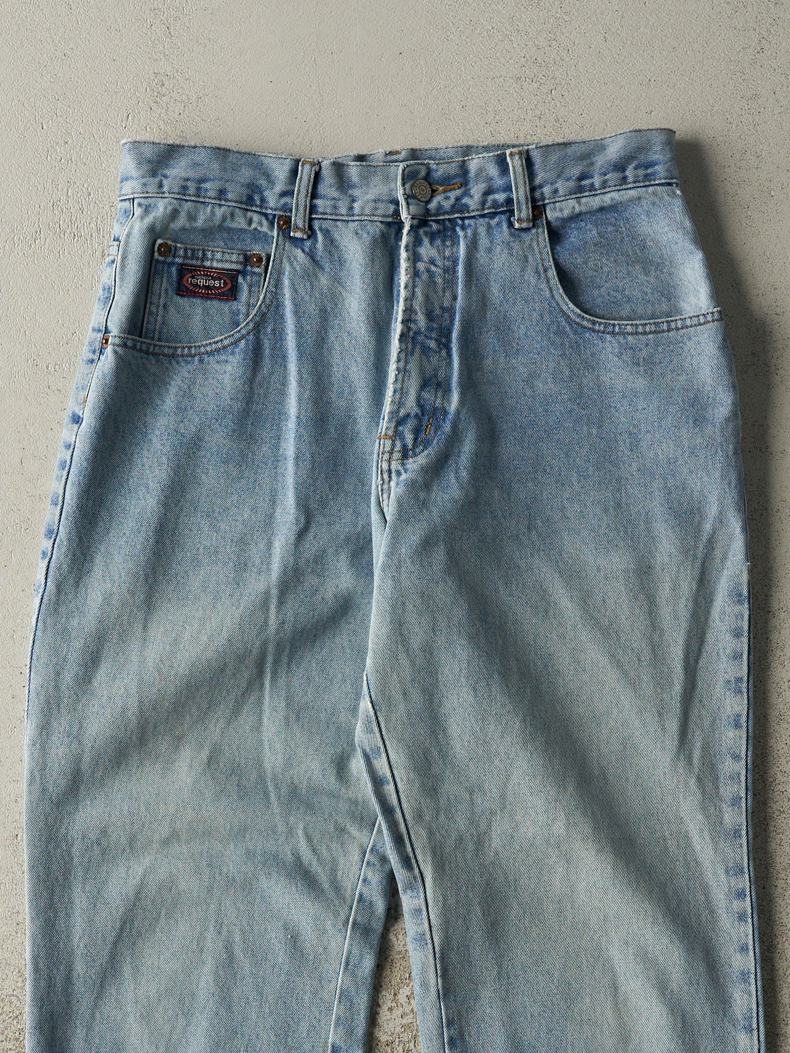 Vintage 90s Light Wash Embroidered Request Jeans (32x29)