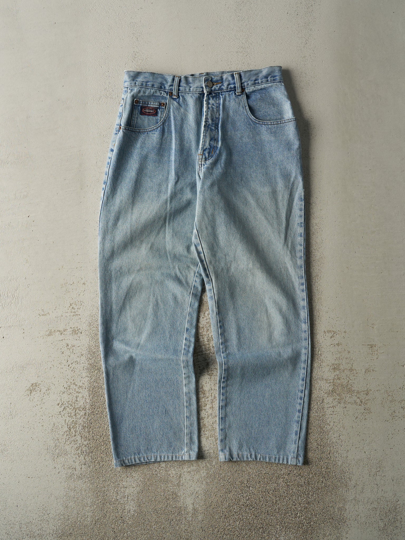 Vintage 90s Light Wash Embroidered Request Jeans (32x29)