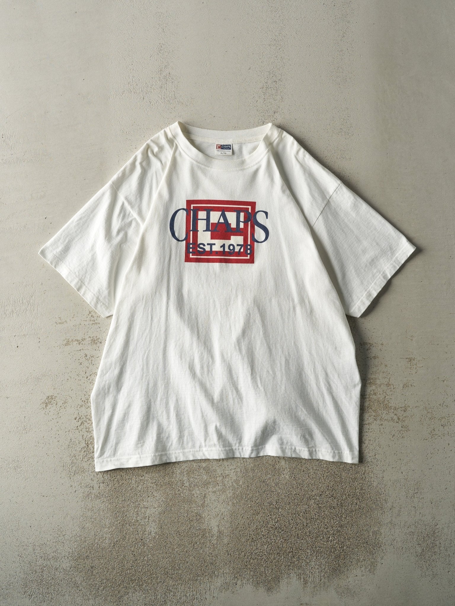 Vintage 90s White Chaps Tee (XL/XXL)