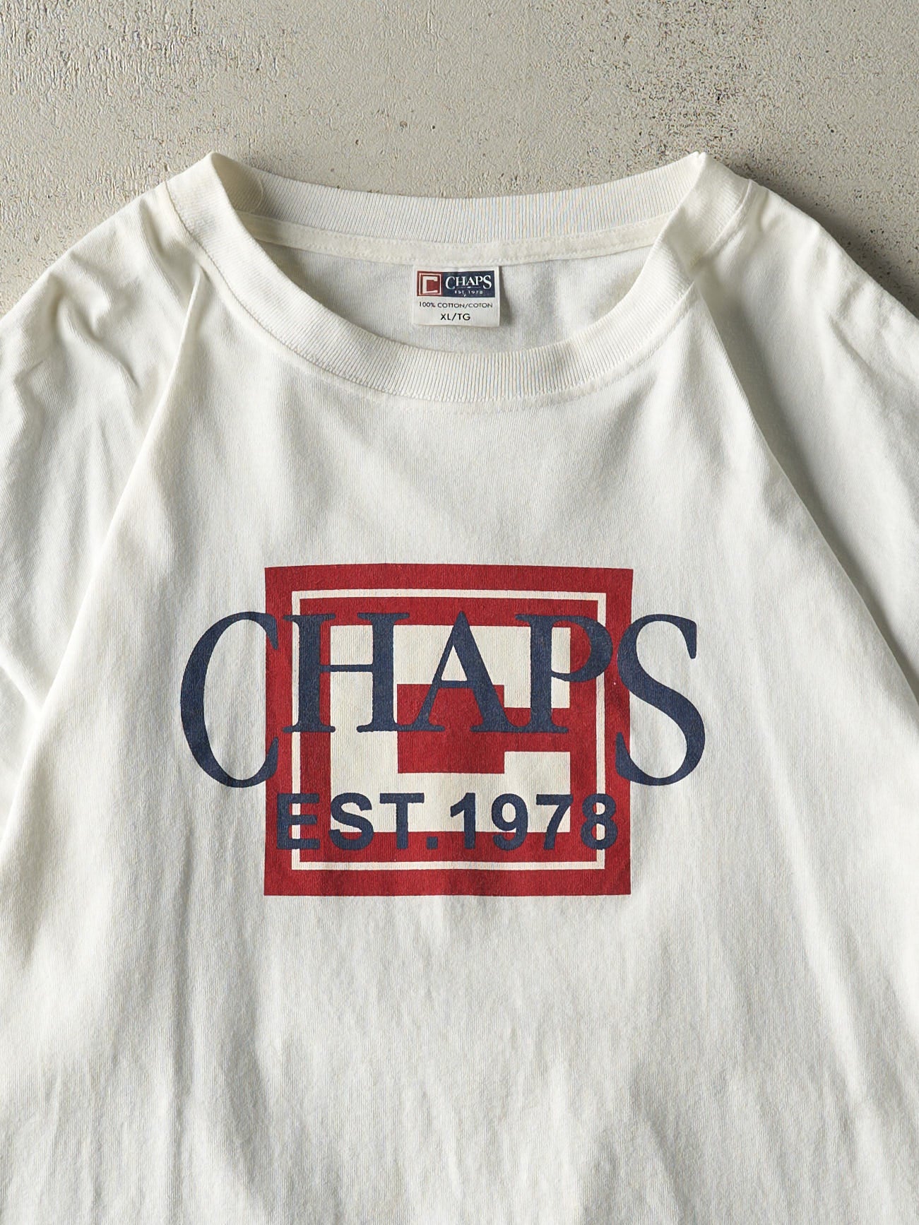 Vintage 90s White Chaps Tee (XL/XXL)