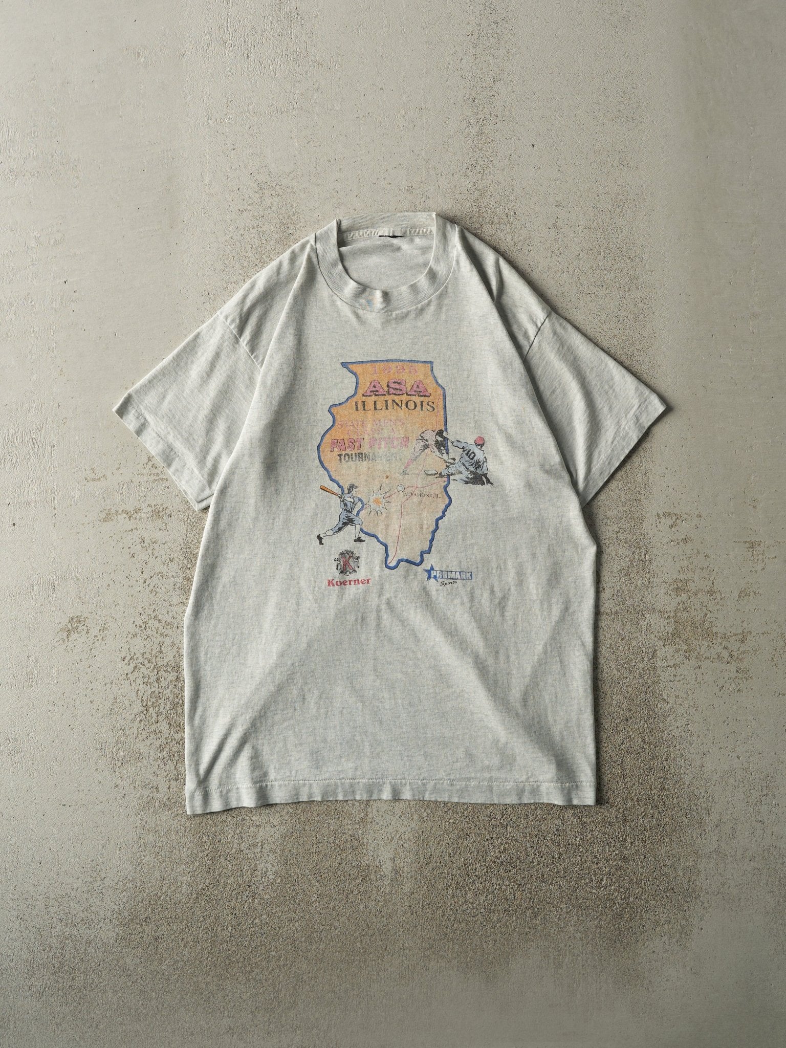 Vintage 95' Heather Grey Illinois ASA Single Stitch Tee (M)