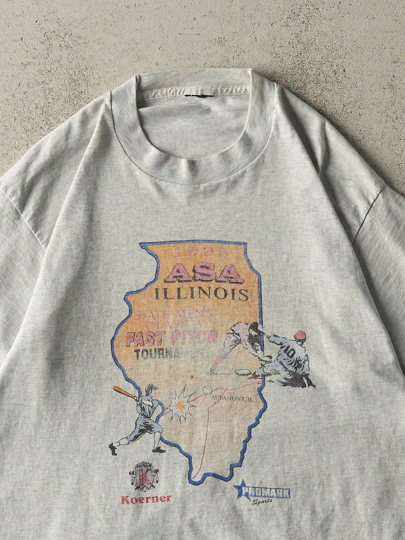 Vintage 95' Heather Grey Illinois ASA Single Stitch Tee (M)