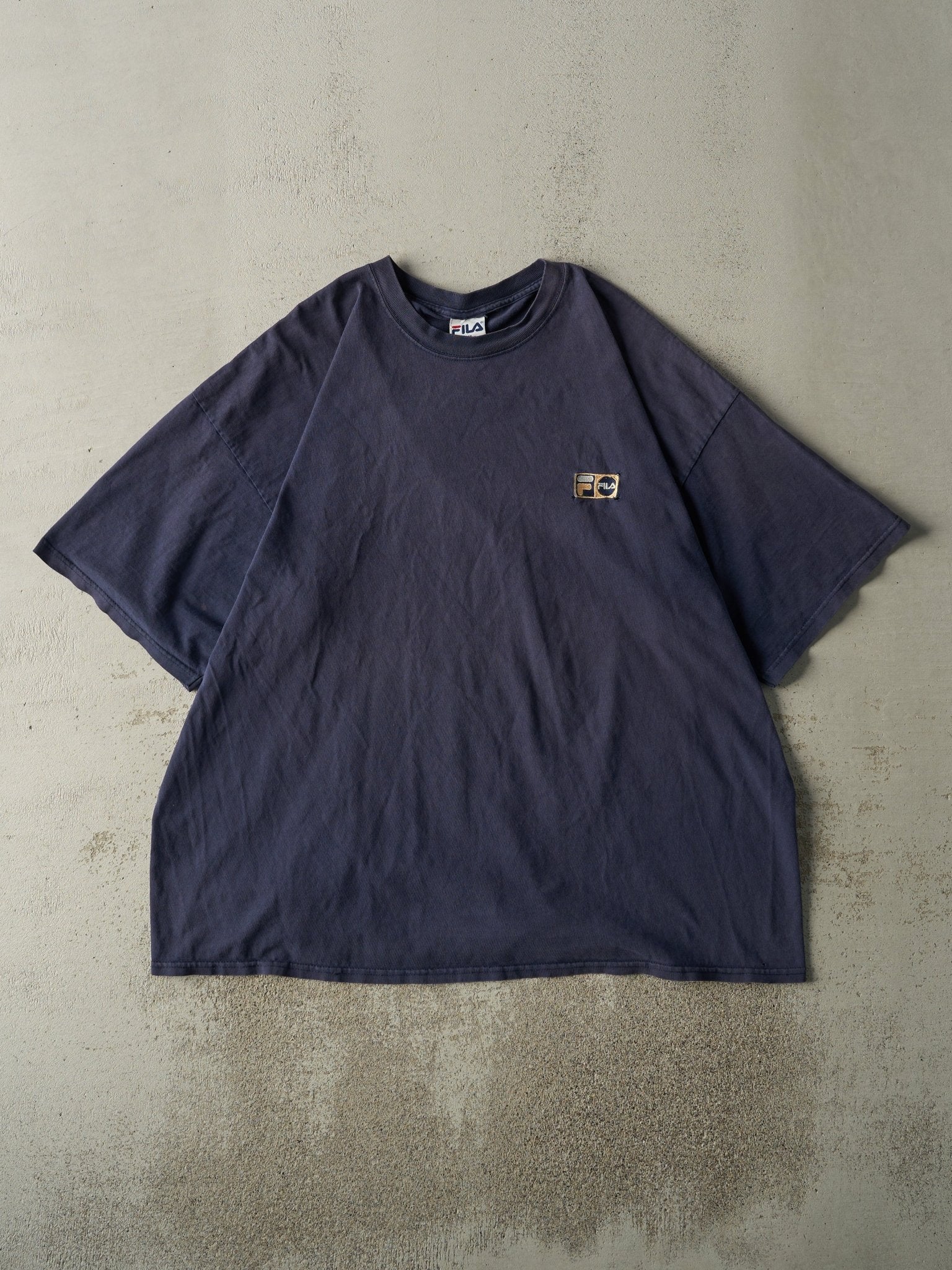 Vintage 90s Navy Blue Embroidered Fila Tee (XXL)