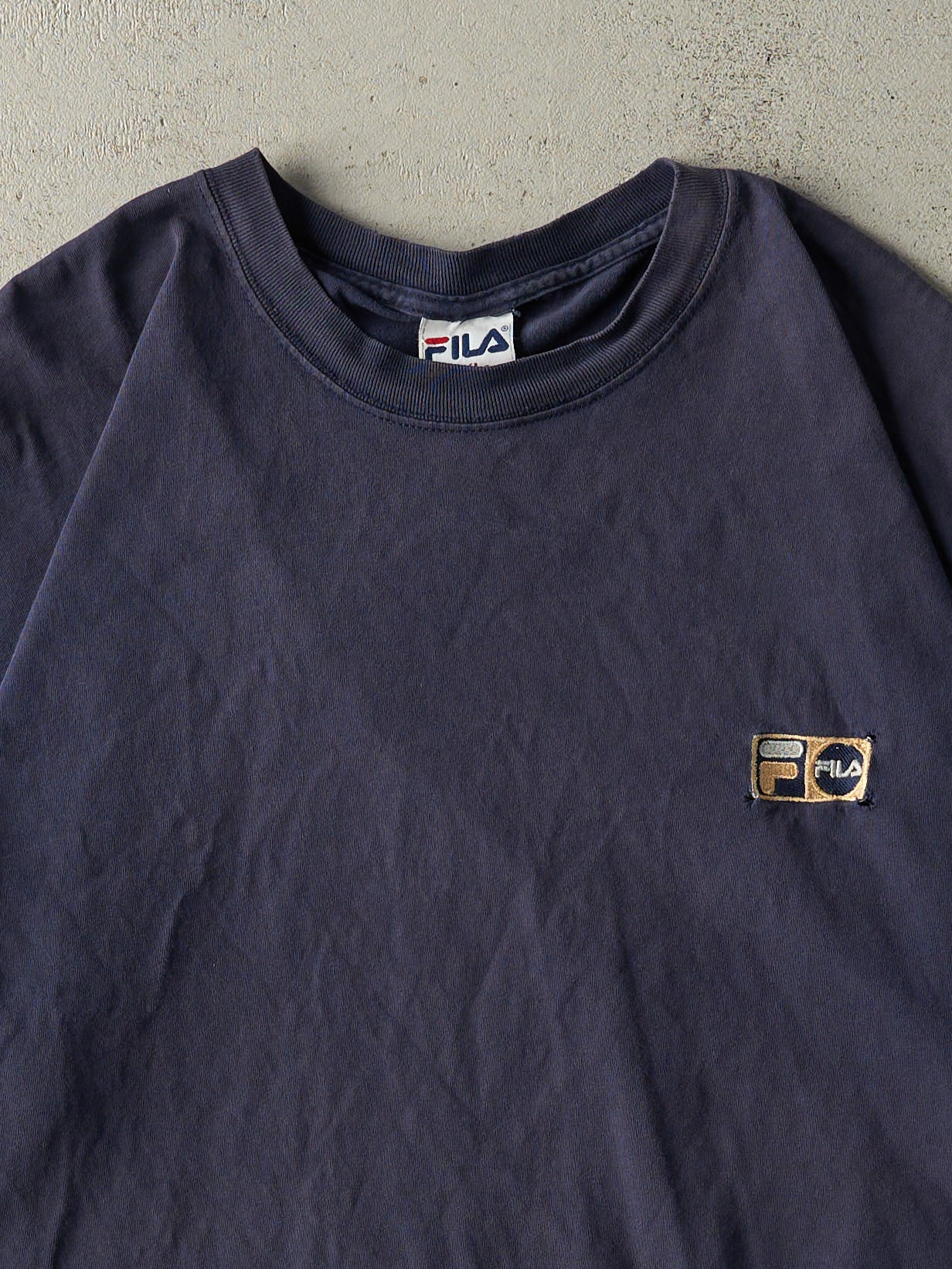 Vintage 90s Navy Blue Embroidered Fila Tee (XXL)