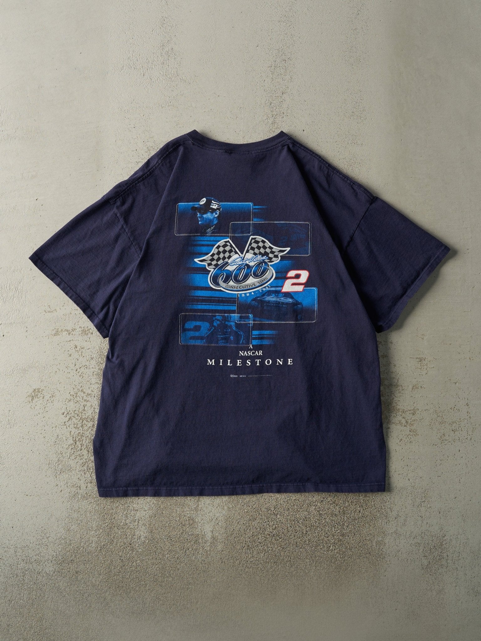 Vintage 03' Navy Blue Rusty Wallace Nascar Racing Tee (XL)