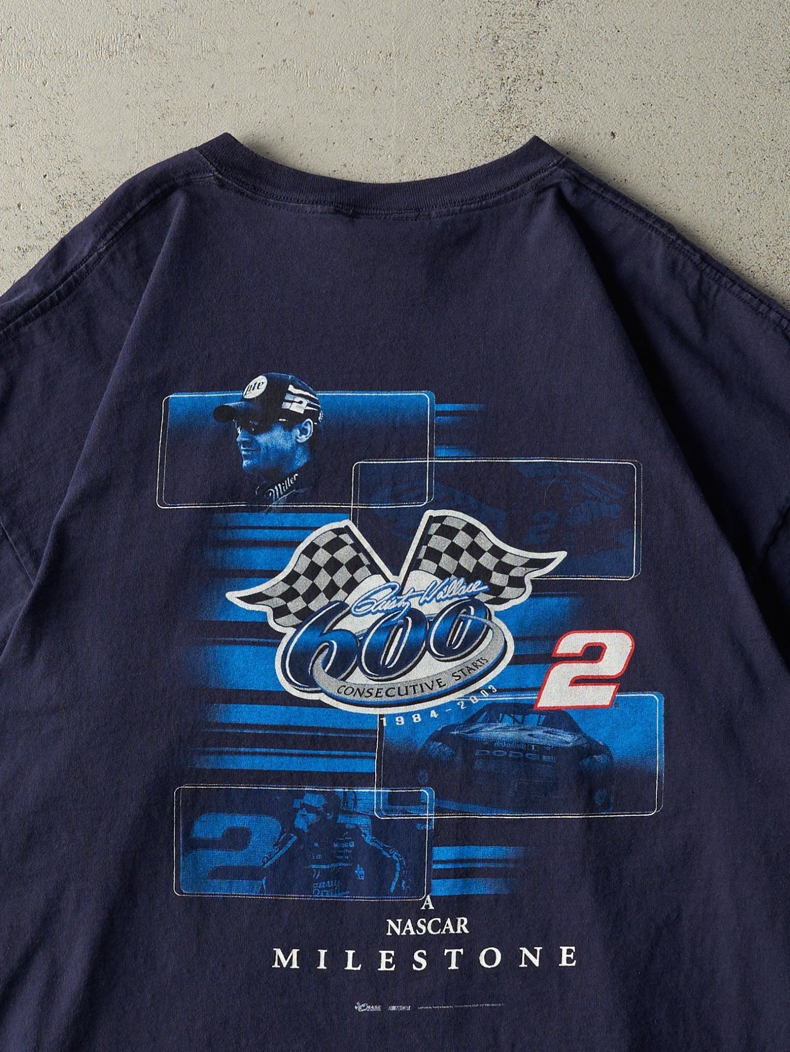 Vintage 03' Navy Blue Rusty Wallace Nascar Racing Tee (XL)